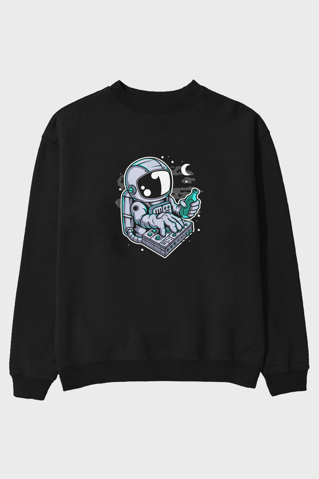 Astronaut Synth Ön Baskılı Oversize Sweatshirt Erkek Kadın Unisex