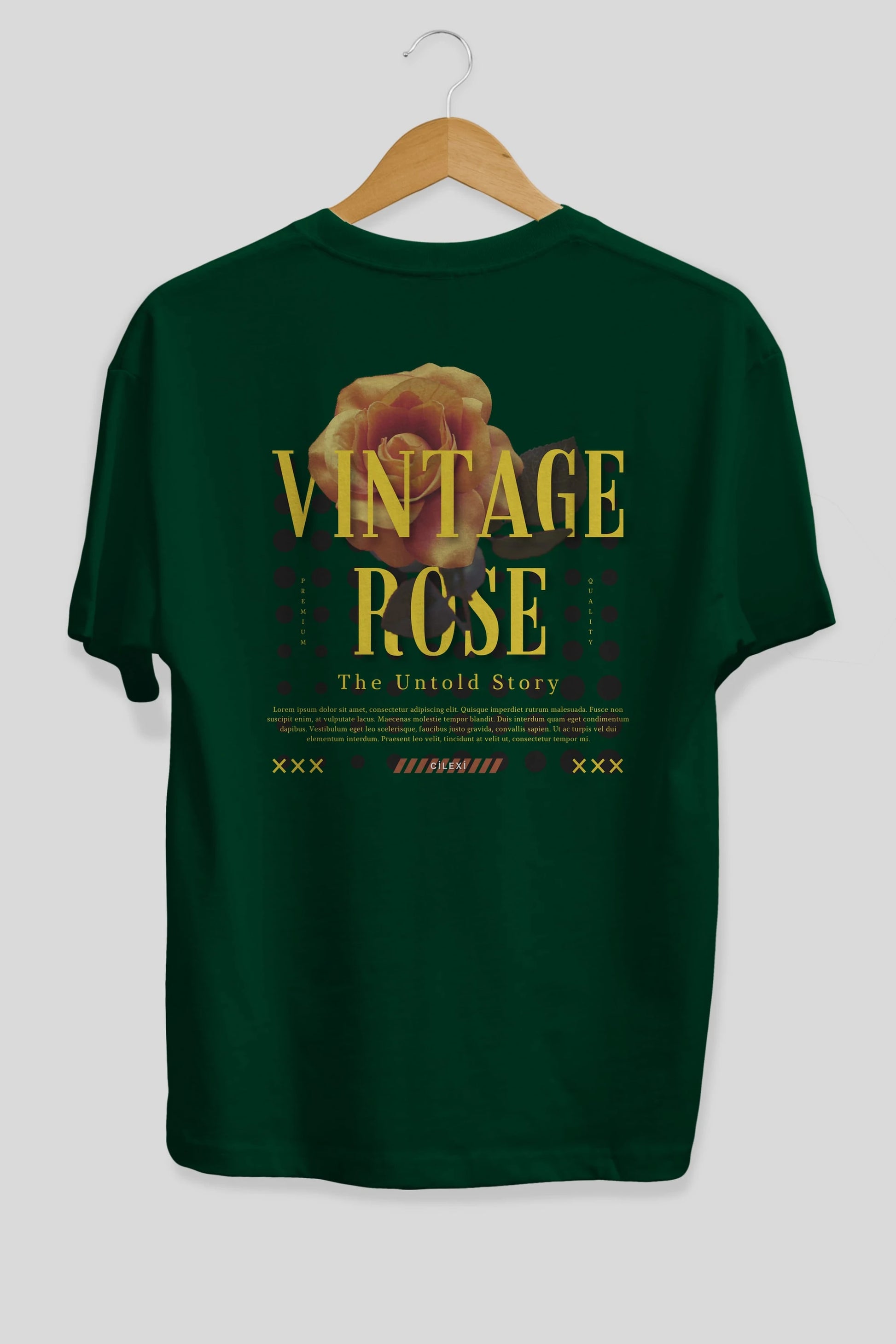 Vintage Rose Yazılı Arka Baskılı Oversize t-shirt Erkek Kadın Unisex
