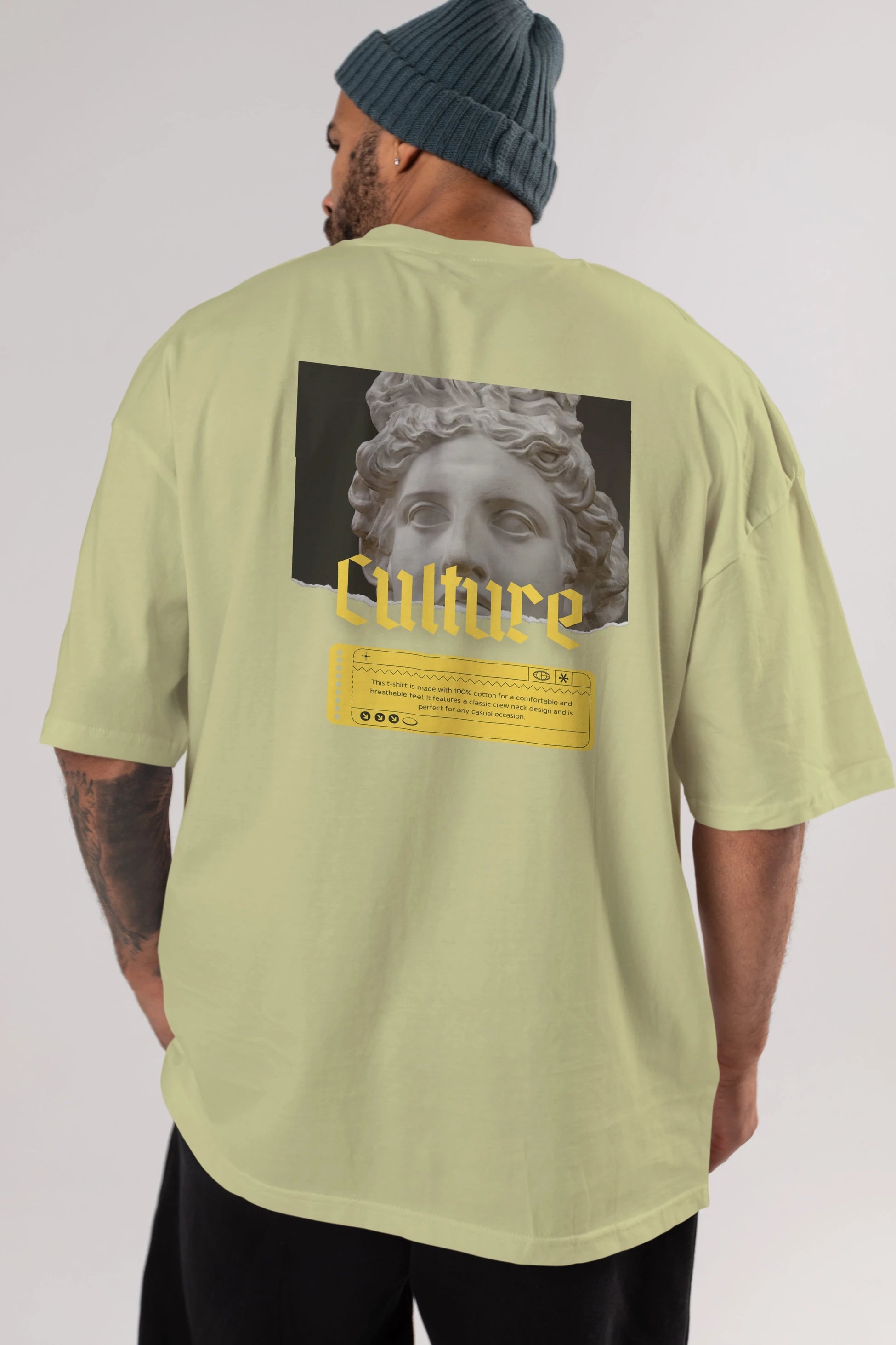 Culture Yazılı Arka Baskılı Oversize t-shirt Erkek Kadın Unisex