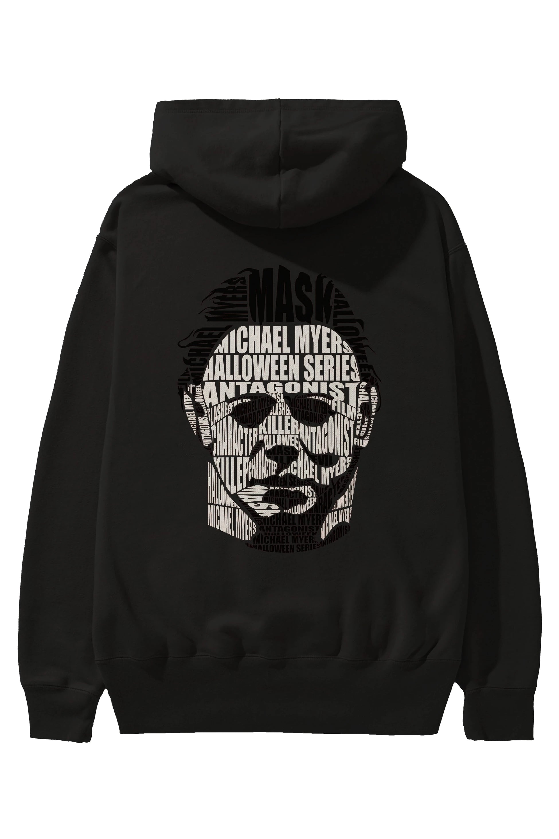 Michael Myers Calligram Arka Baskılı Hoodie Oversize Kapüşonlu Sweatshirt Erkek Kadın Unisex