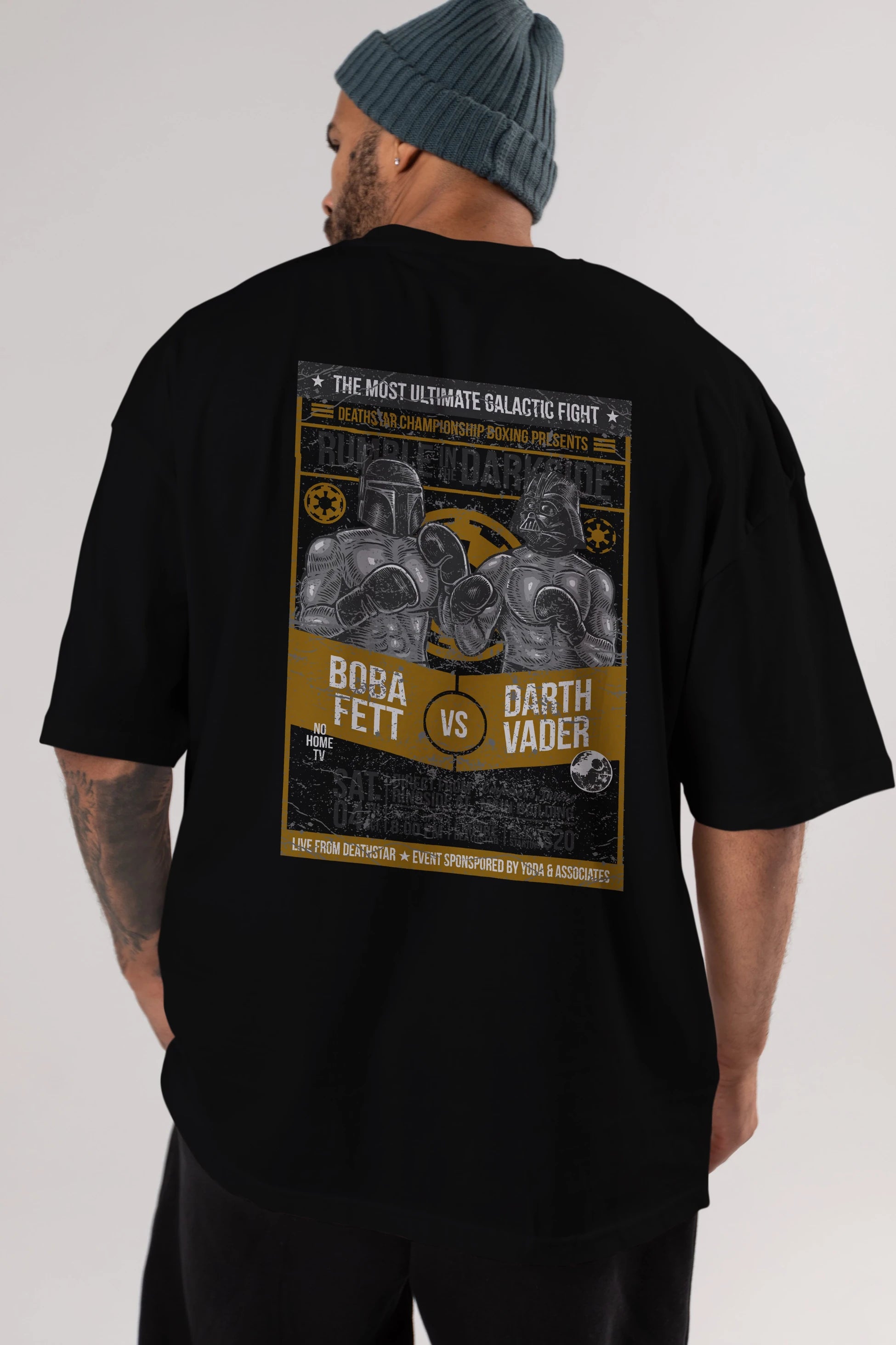 Rumble In The Darkside Arka Baskılı Oversize t-shirt Erkek Kadın Unisex %100 Pamuk