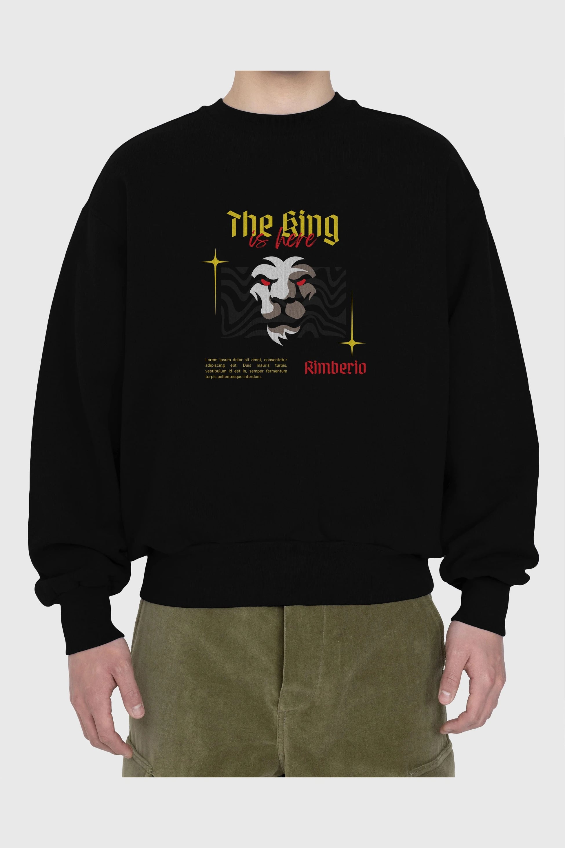 The King is Here Yazılı Ön Baskılı Oversize Sweatshirt Erkek Kadın Unisex