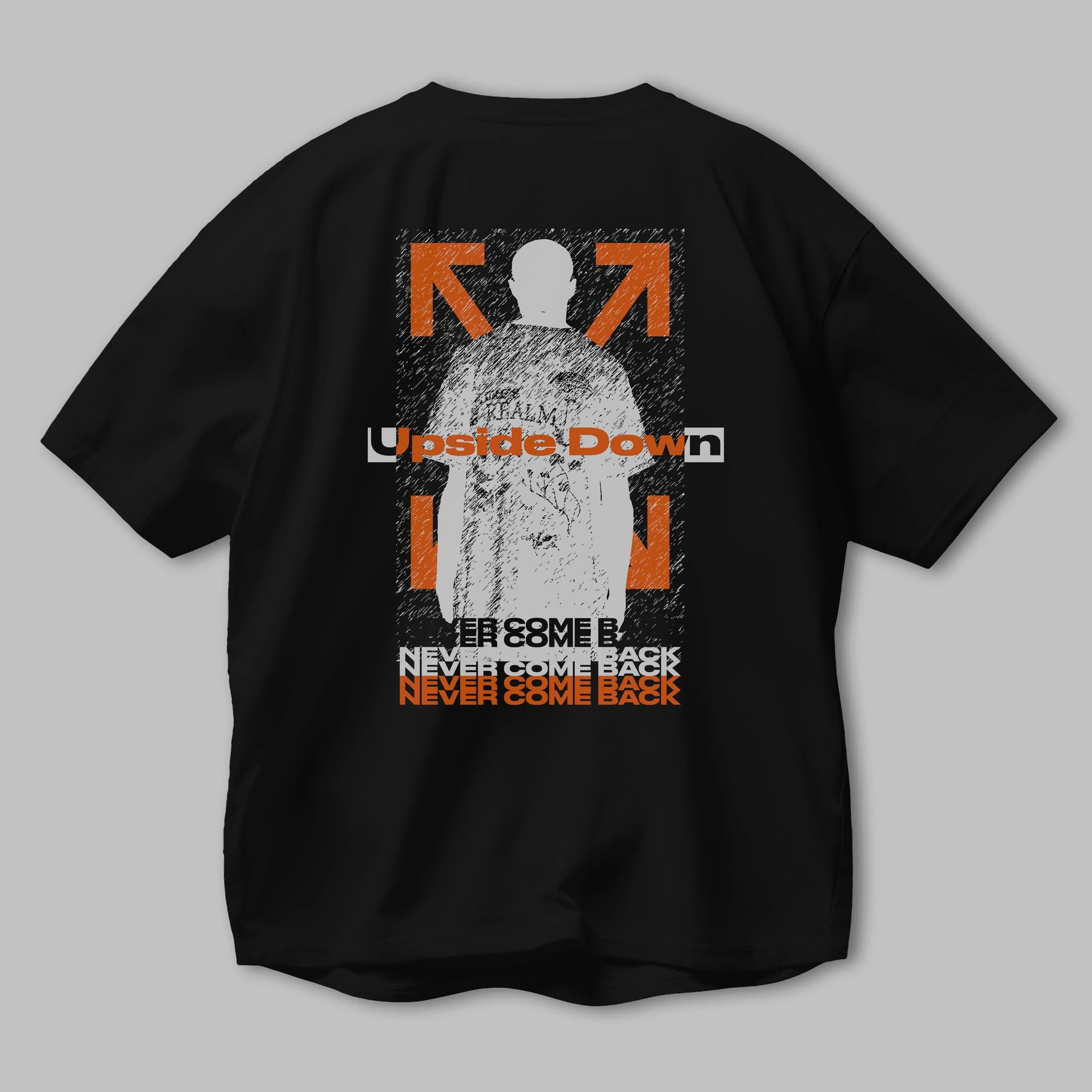 Upside Down Arka Baskılı Oversize t-shirt Erkek Kadın Unisex