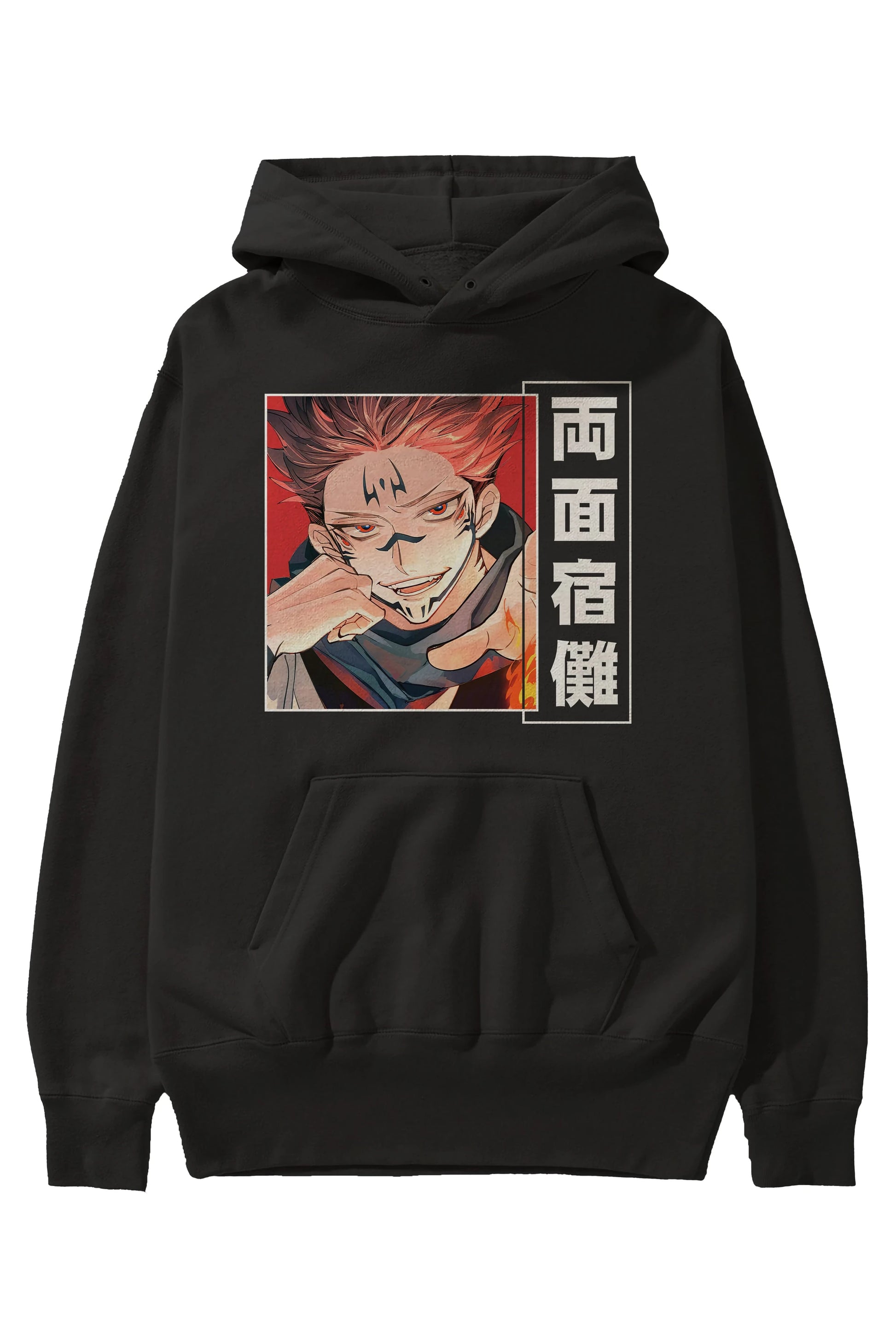 Sukuna Ryoumen 4 Anime Ön Baskılı Hoodie Oversize Kapüşonlu Sweatshirt Erkek Kadın Unisex