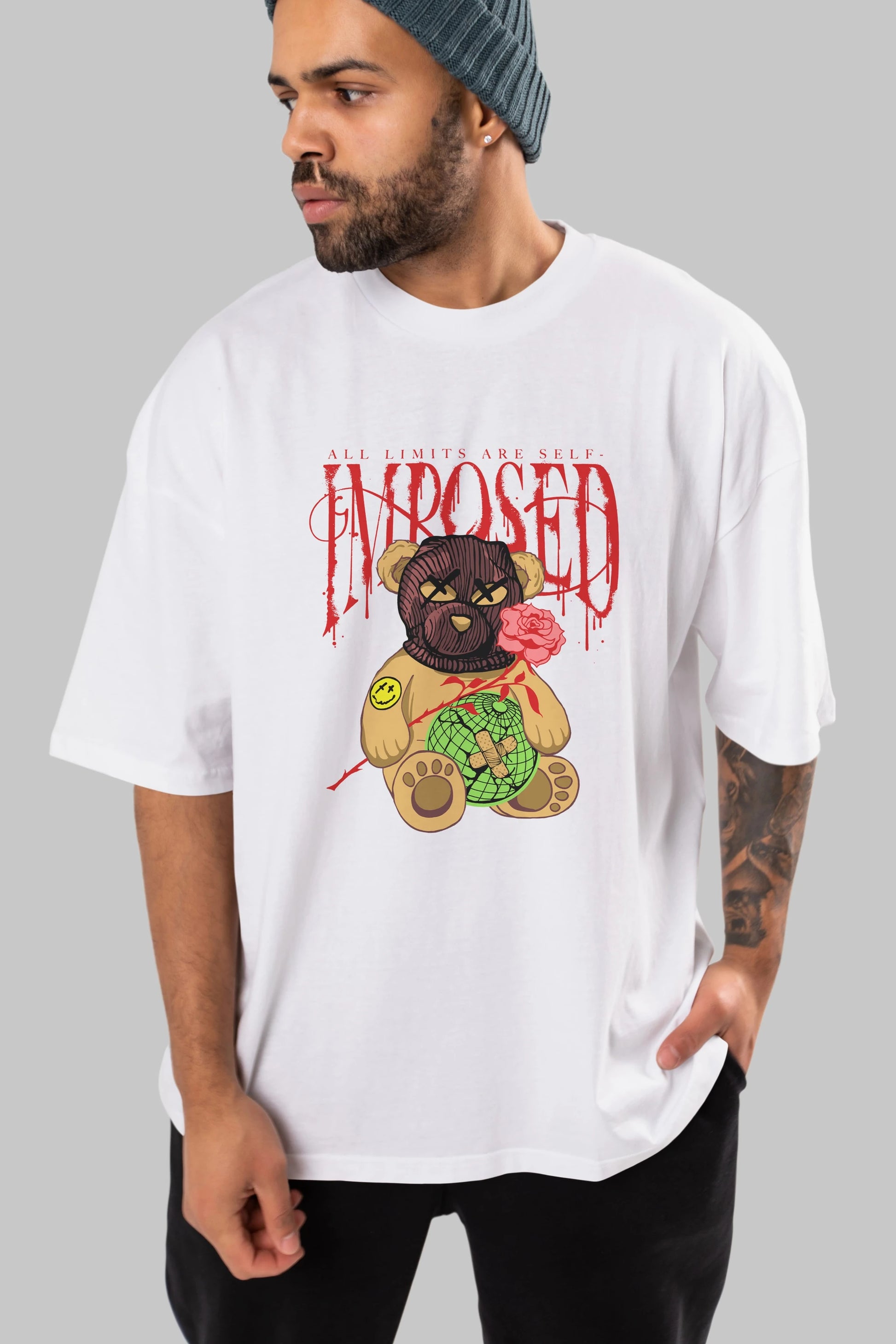 All Limits Bear Ön Baskılı Oversize t-shirt Erkek Kadın Unisex