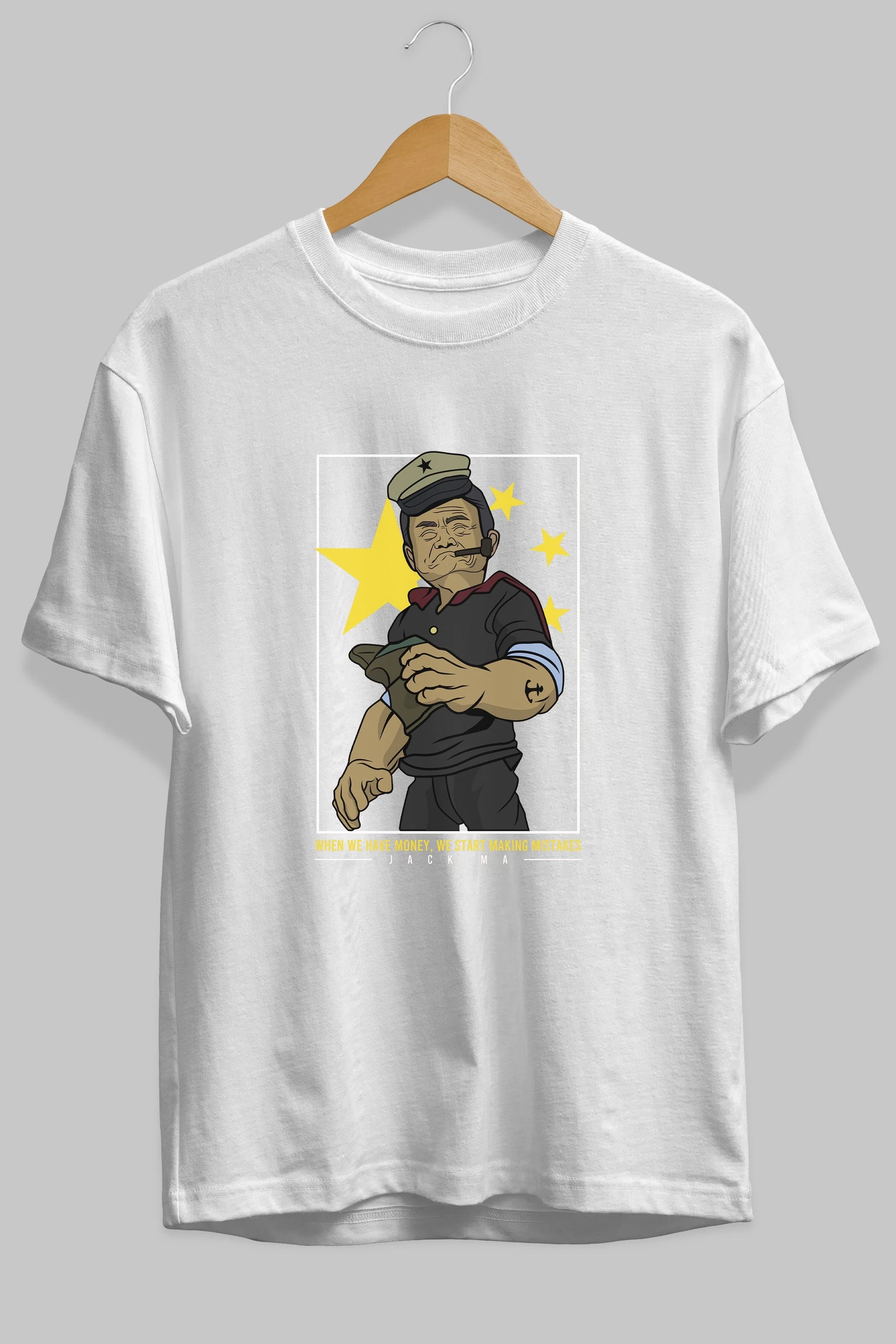Popeye Jack Ma Ön Baskılı Oversize t-shirt Erkek Kadın Unisex %100 Pamuk tişort