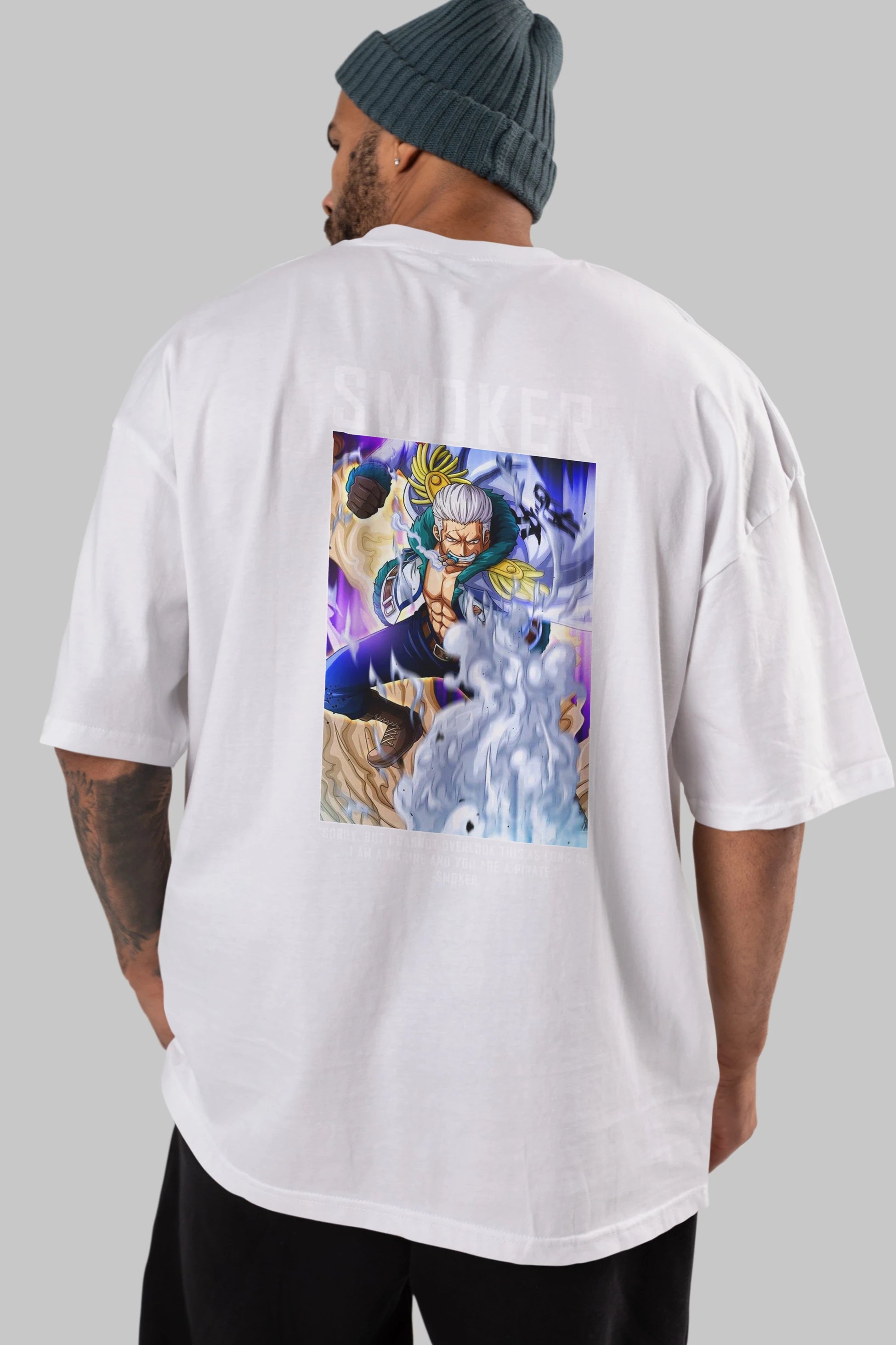 Smoker Anime Arka Baskılı Oversize t-shirt Erkek Kadın Unisex %100 pamuk tişort