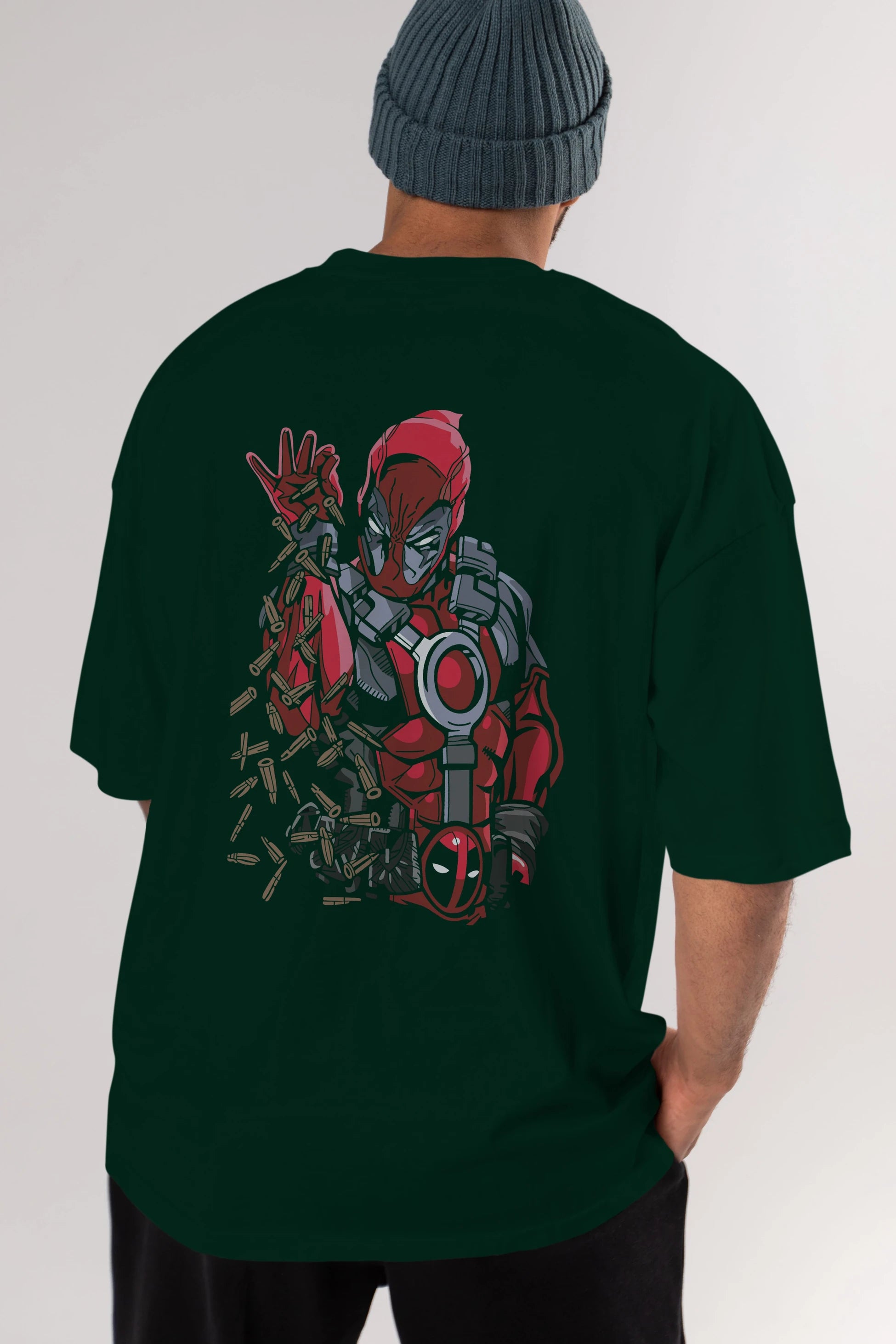 Deadpool (2) Arka Baskılı Oversize t-shirt Erkek Kadın Unisex %100 Pamuk Bisiklet Yaka tişort