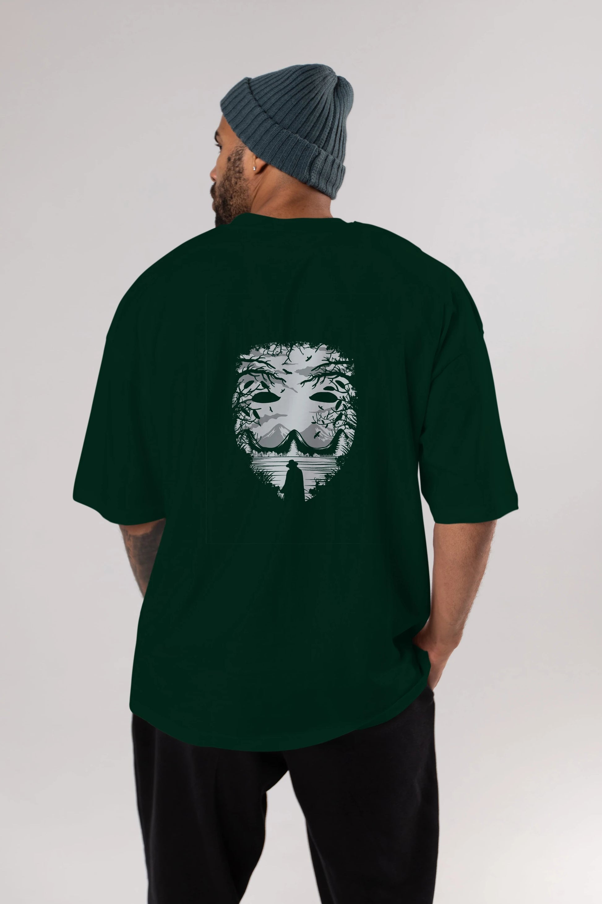 The Mask (2) Arka Baskılı Oversize t-shirt %100 pamuk Erkek Kadın Unisex