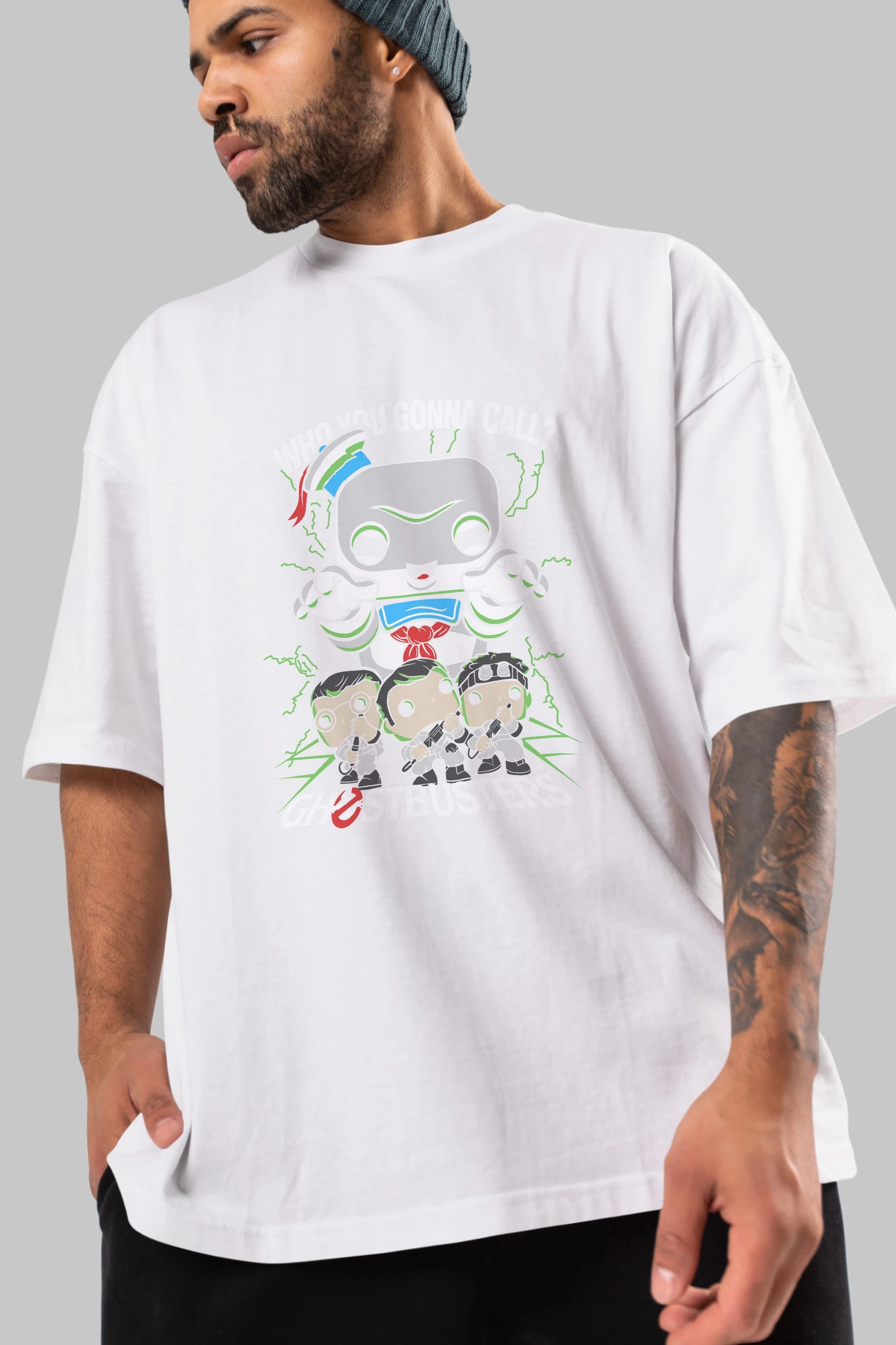Ghostbusters Ön Baskılı Oversize t-shirt Erkek Kadın Unisex %100 Pamuk Bisiklet Yaka tişort