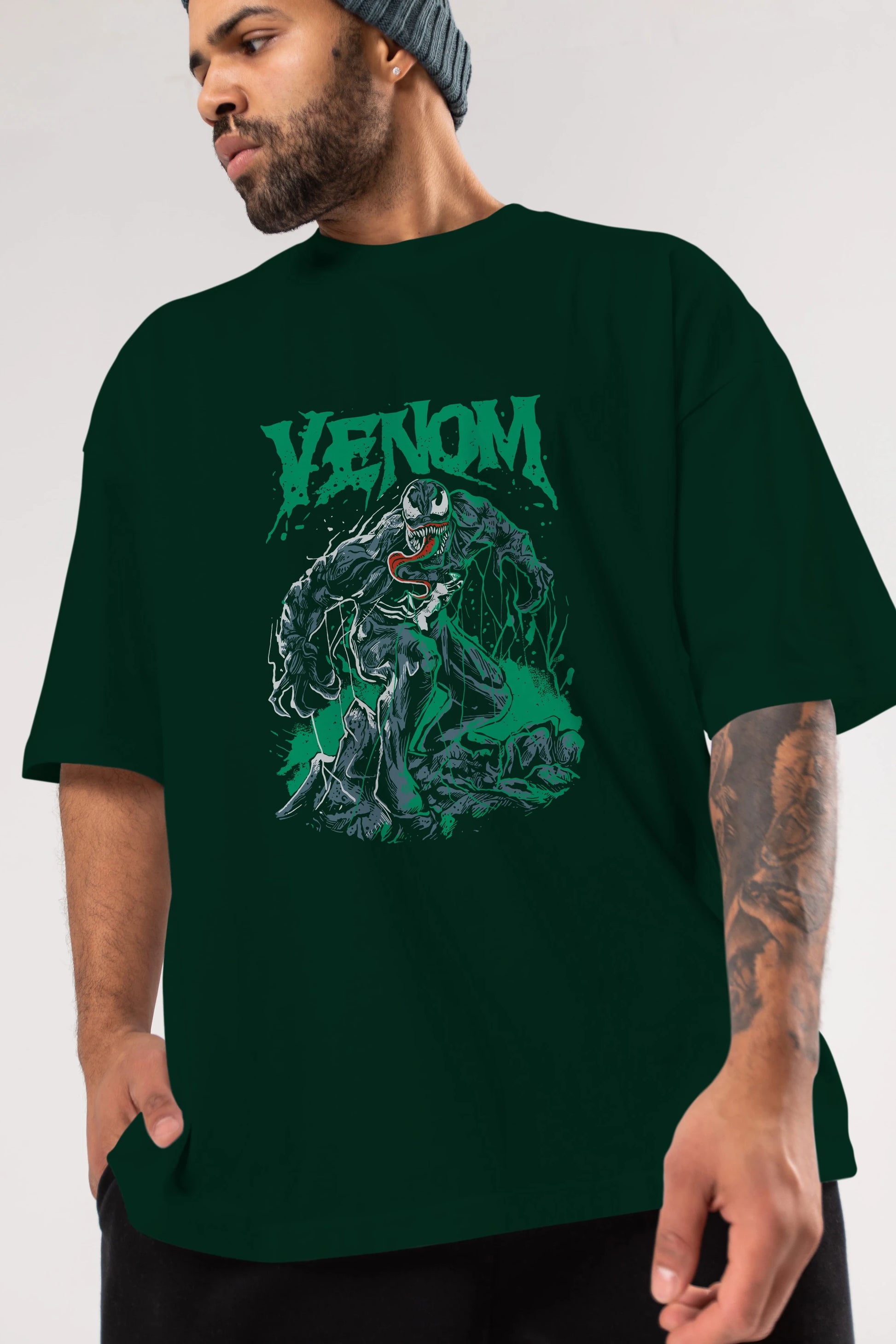 Venom (3) Ön Baskılı Oversize t-shirt Erkek Kadın Unisex %100 Pamuk Bisiklet Yaka tişort