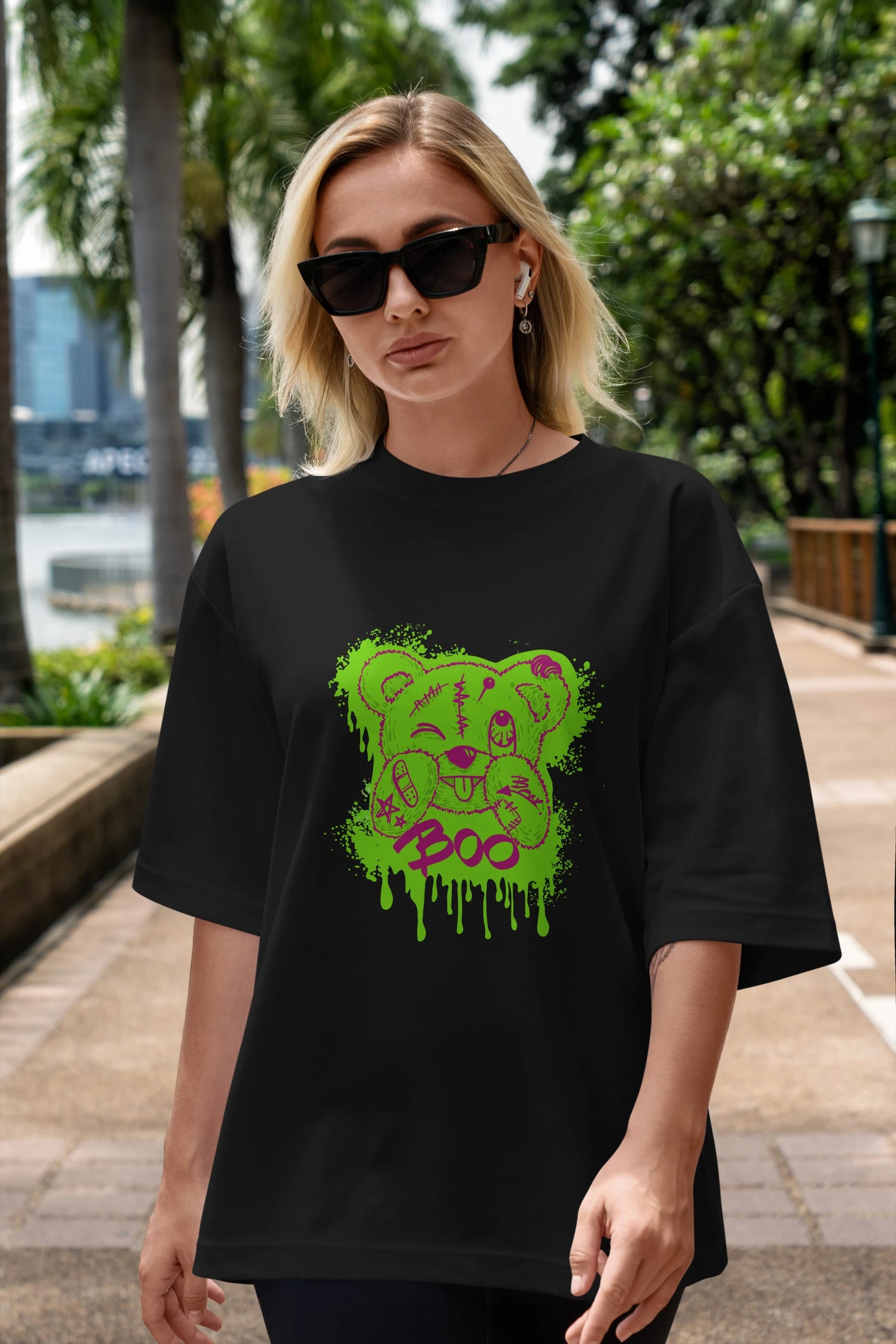 Boo  Bear Ön Baskılı Oversize t-shirt Erkek Kadın Unisex
