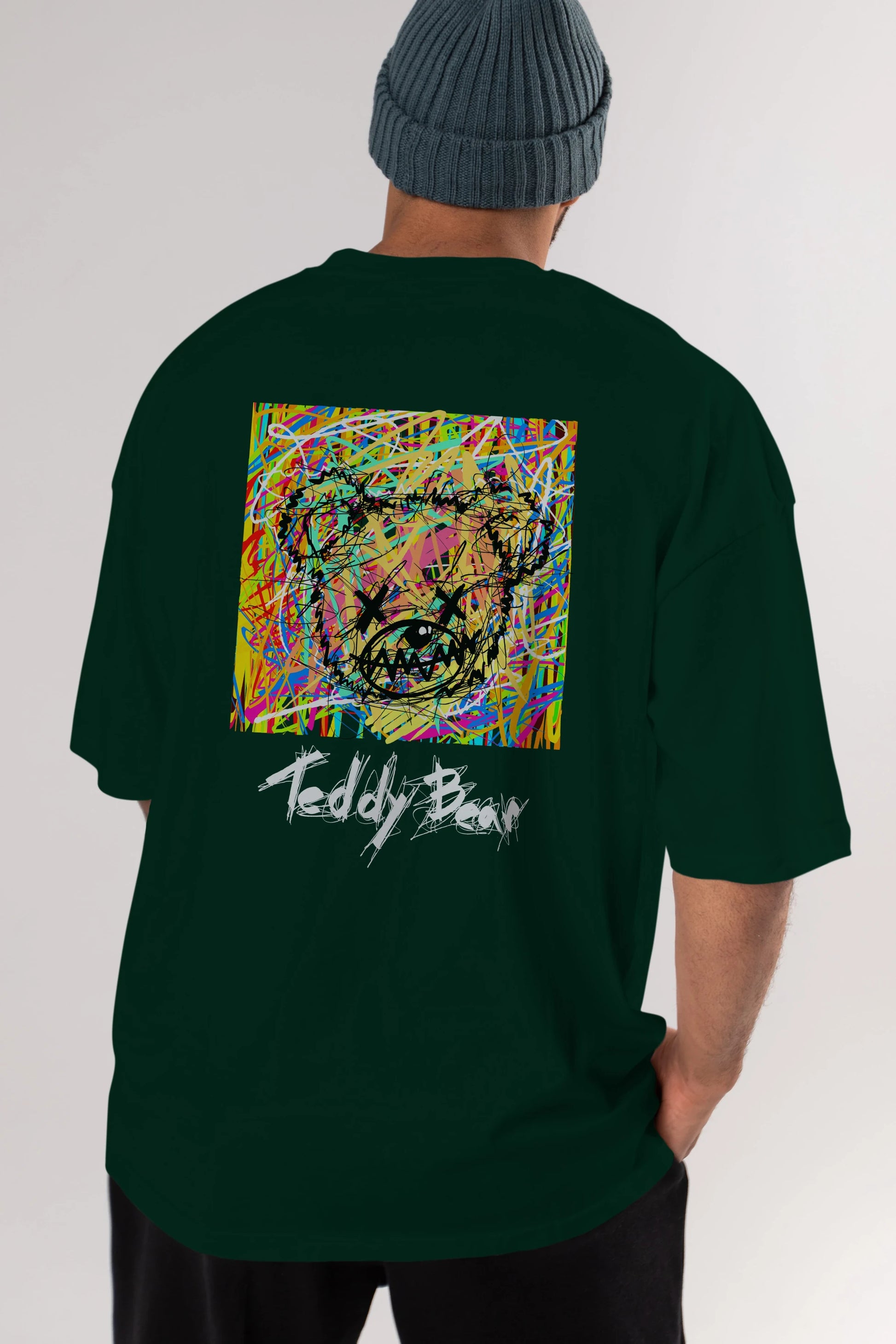 Teddy Bear 3 Arka Baskılı Oversize t-shirt Erkek Kadın Unisex