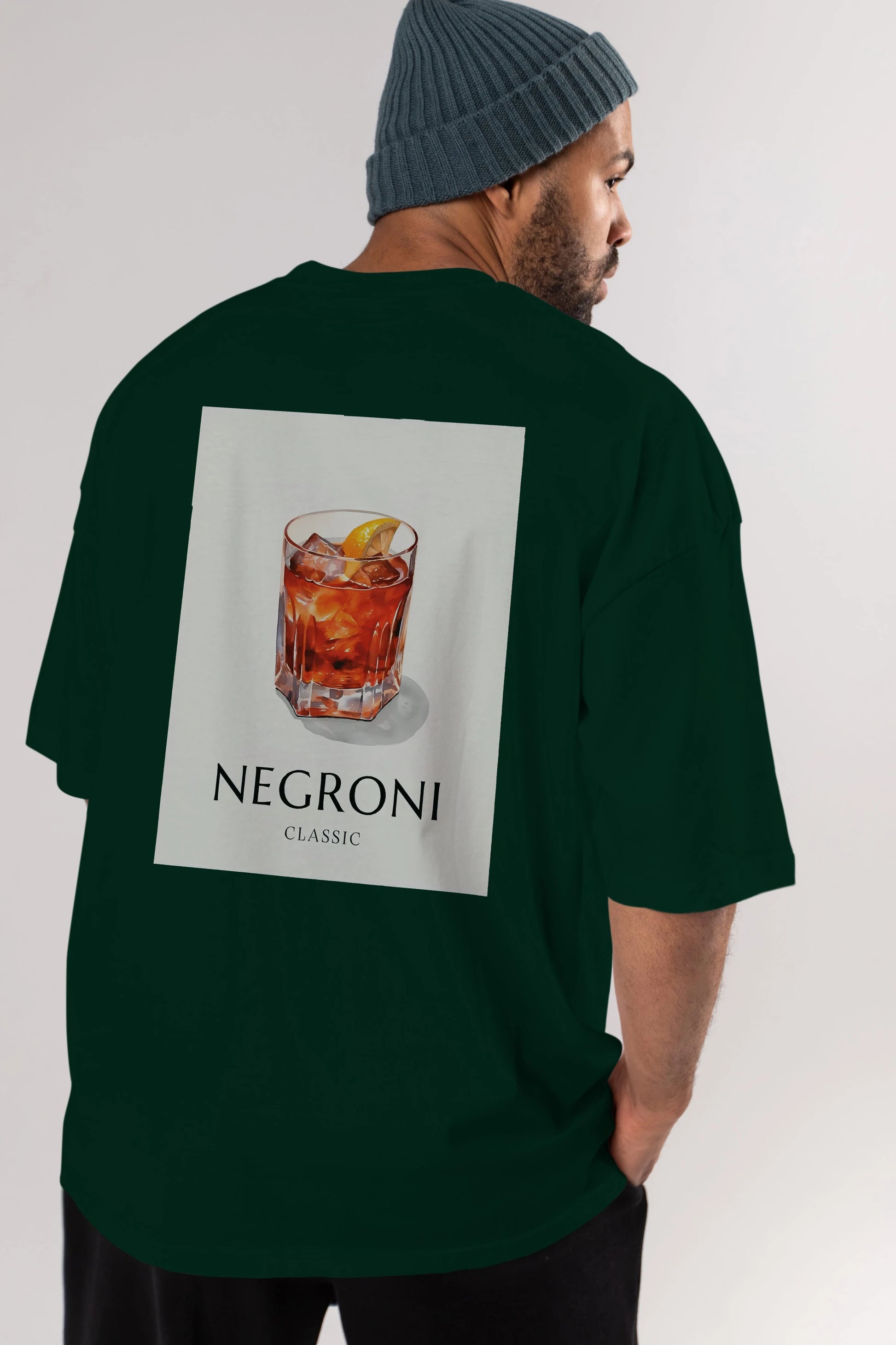 Negroni Classic Arka Baskılı Oversize t-shirt Erkek Kadın Unisex %100 Pamuk Bisiklet Yaka tişort