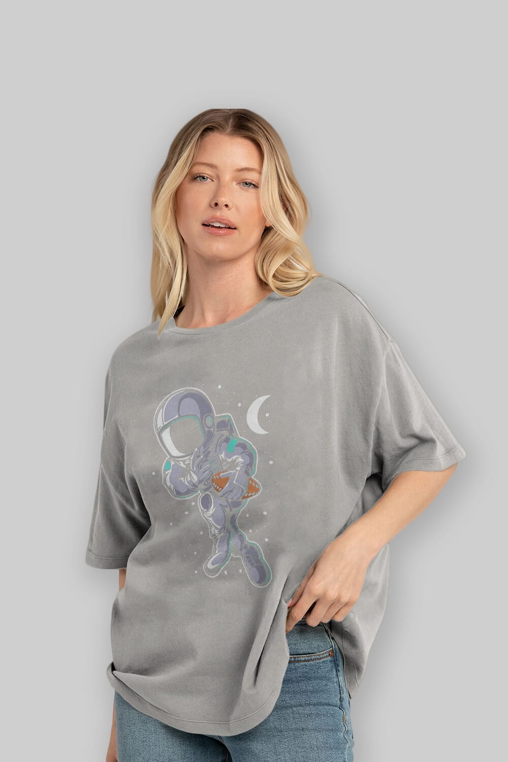 Astronaut Rugby Ön Baskılı Oversize t-shirt Erkek Kadın Unisex