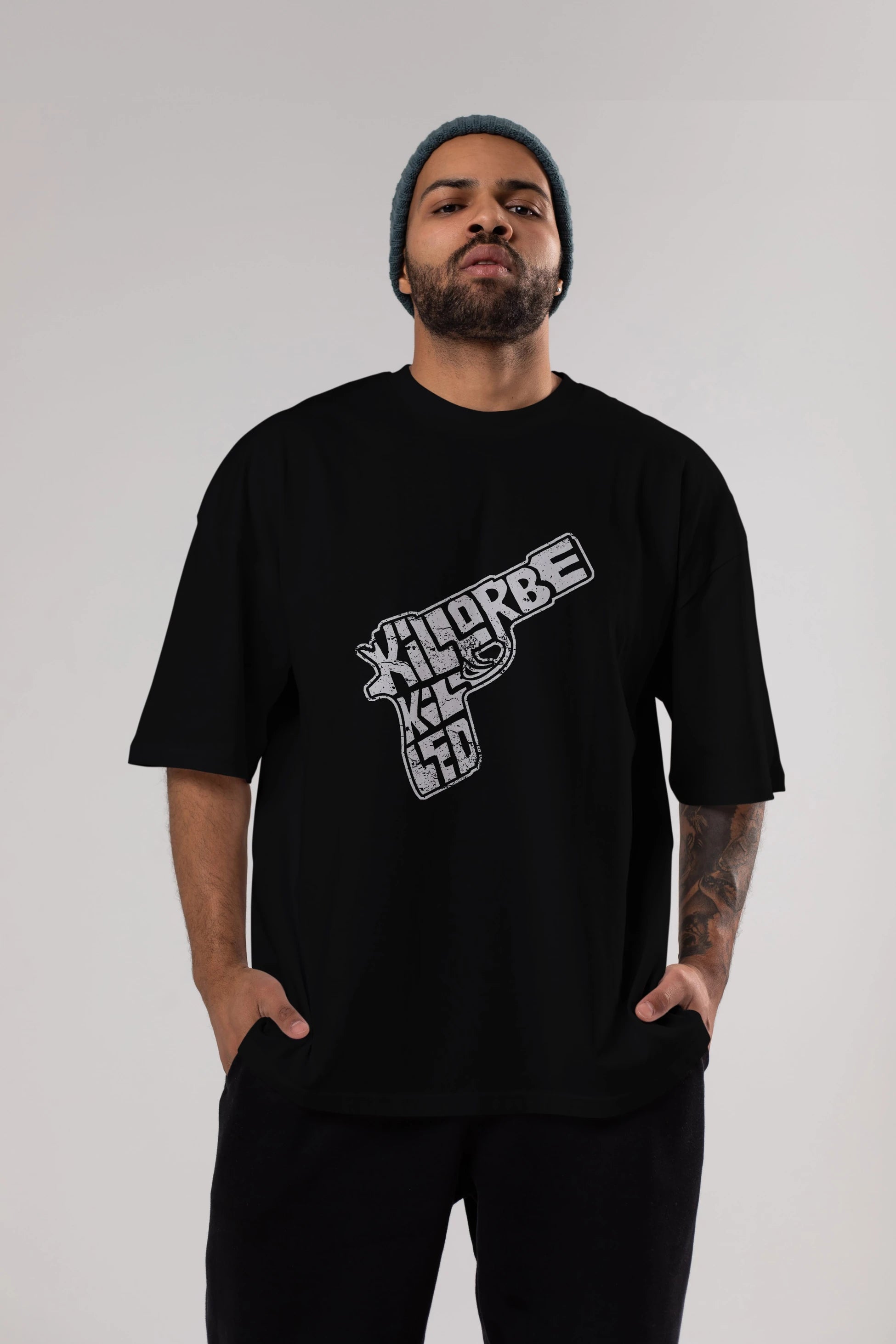Kill Or Be Killed Ön Baskılı Oversize t-shirt %100 pamuk Erkek Kadın Unisex