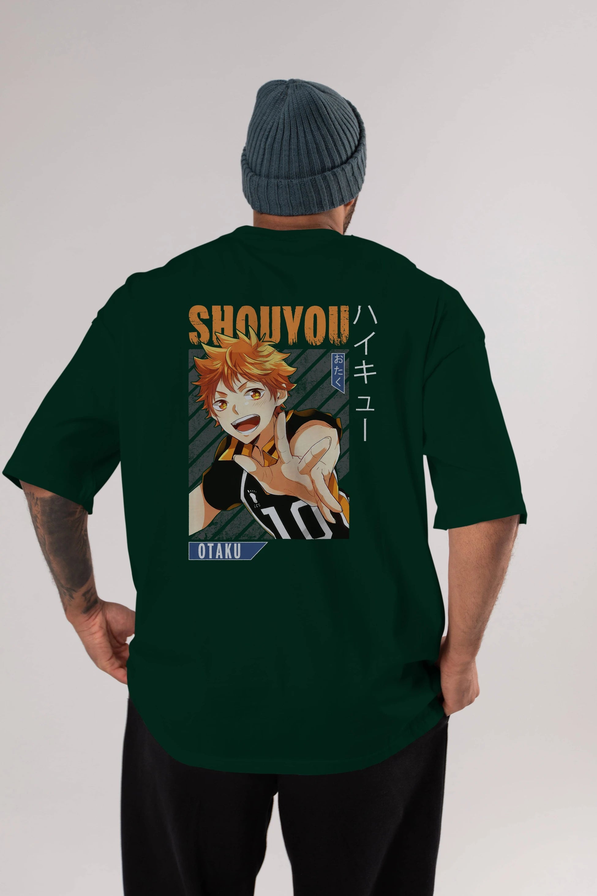 Shouyou Hinata 9 Anime Arka Baskılı Oversize t-shirt Erkek Kadın Unisex