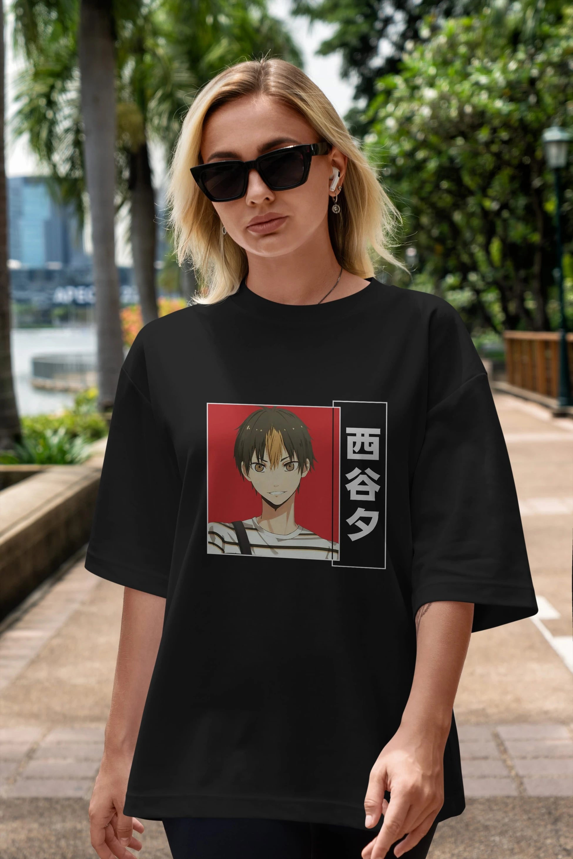 Yuu Nishinoya 1 Anime Ön Baskılı Oversize t-shirt %100 pamuk Erkek Kadın Unisex