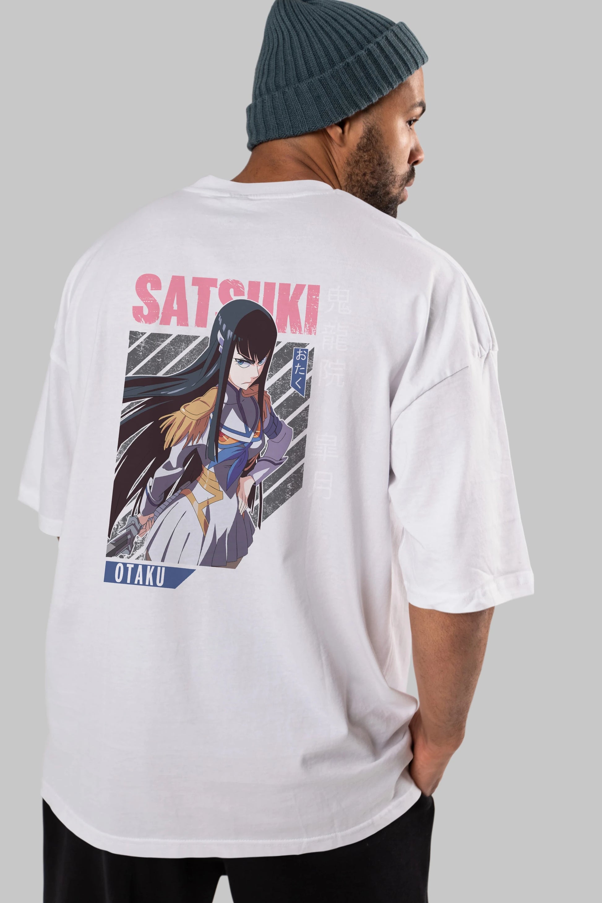 Satsuki Kiryuuin 8 Anime Arka Baskılı Oversize t-shirt Erkek Kadın Unisex