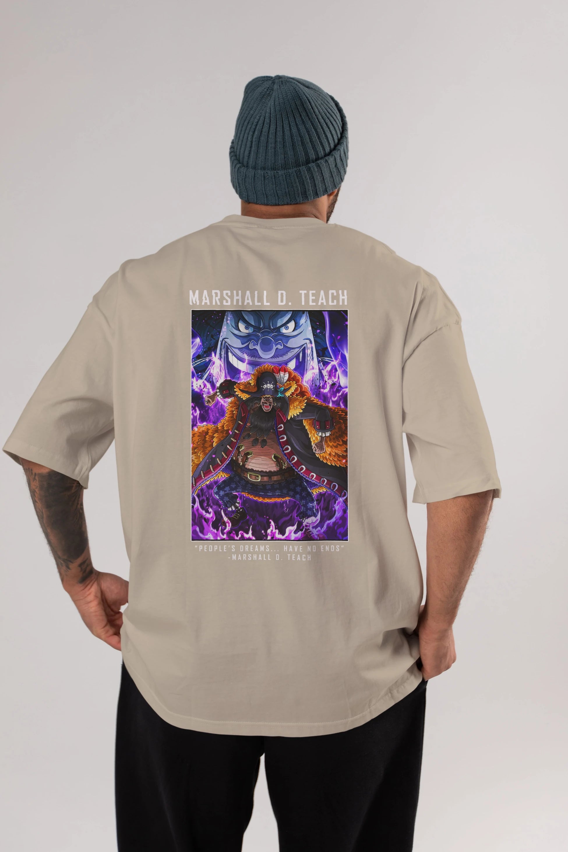 Blackbeard Anime Arka Baskılı Oversize t-shirt Erkek Kadın Unisex %100 pamuk tişort