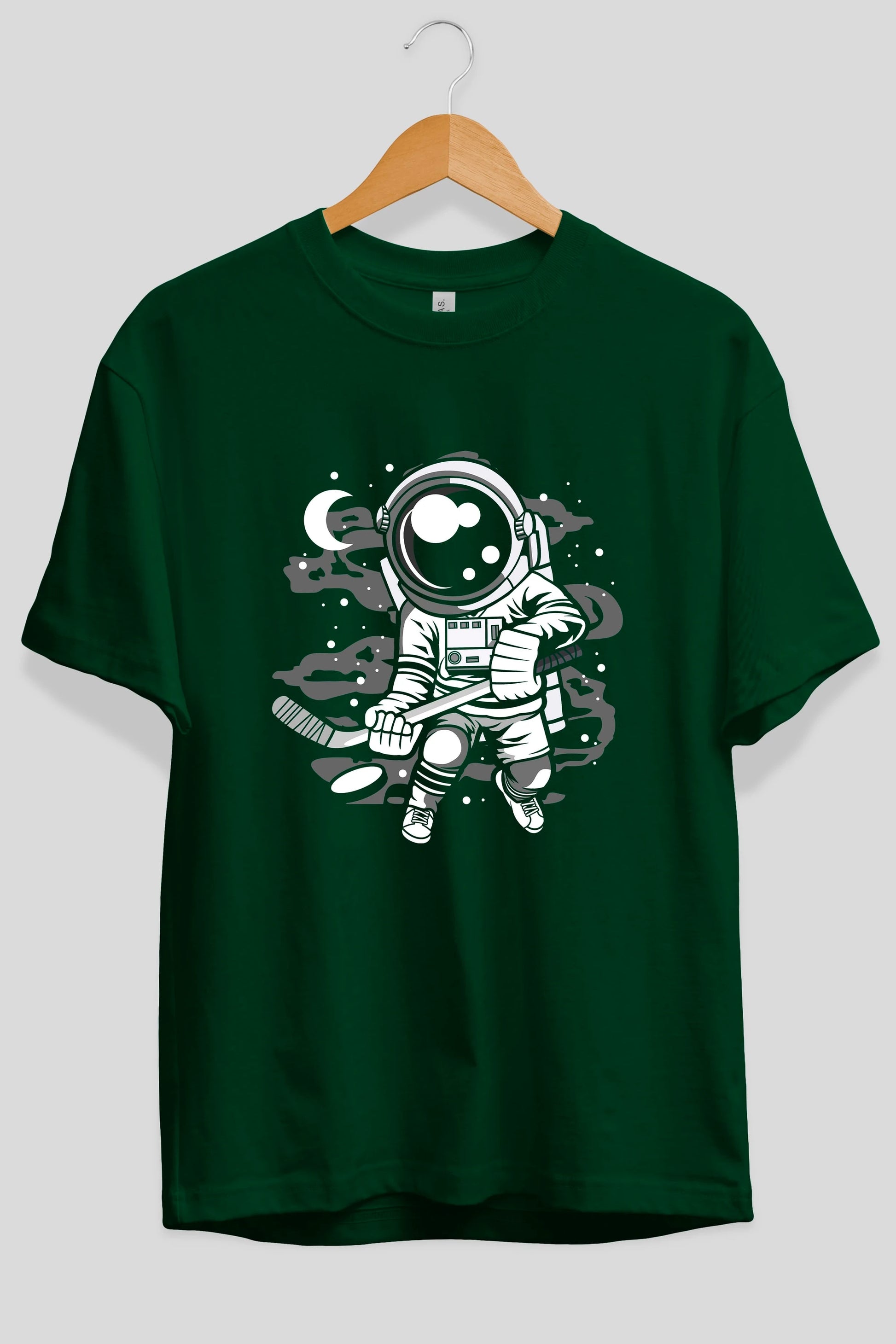 Hockey Player Astronaut Ön Baskılı Oversize t-shirt Erkek Kadın Unisex
