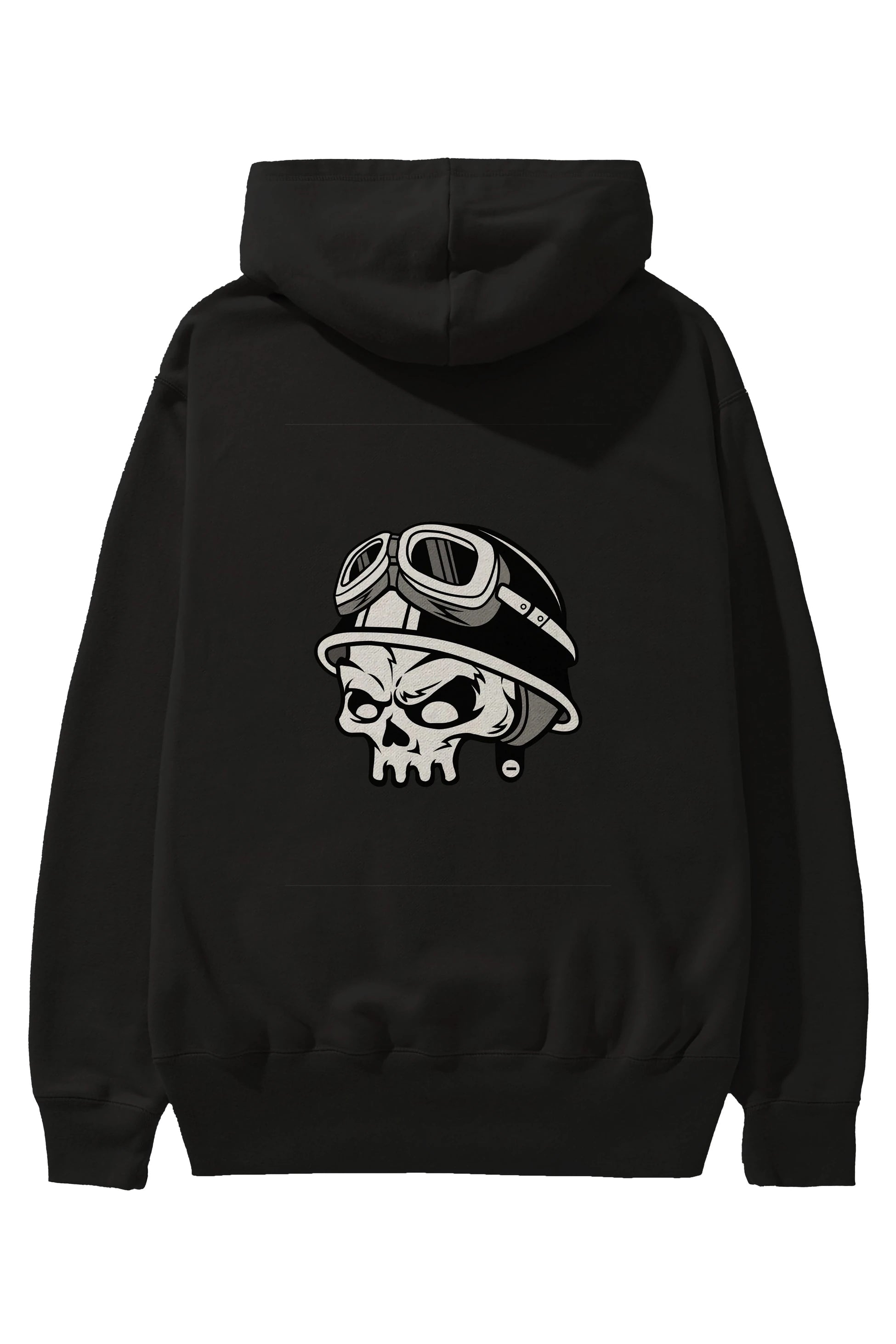 Biker Helmet Arka Baskılı Hoodie Oversize Kapüşonlu Sweatshirt Erkek Kadın Unisex