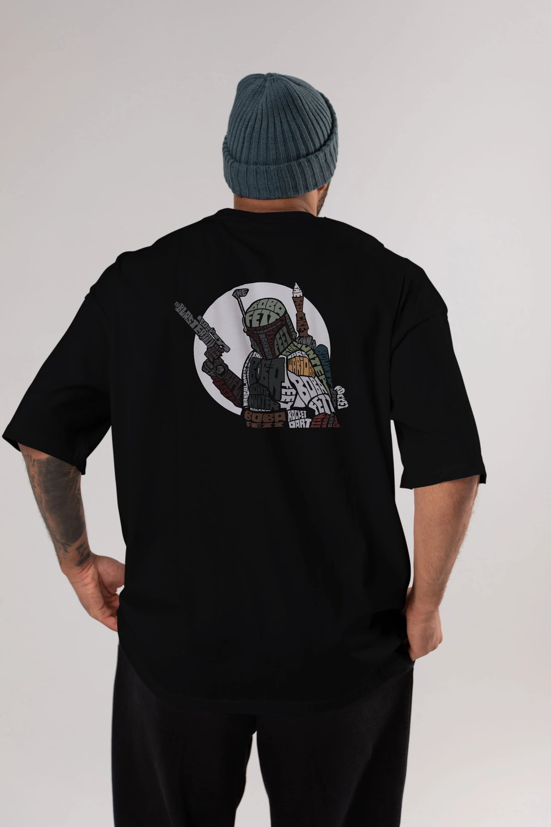 Boba Fett Arka Baskılı Oversize t-shirt %100 pamuk Erkek Kadın Unisex
