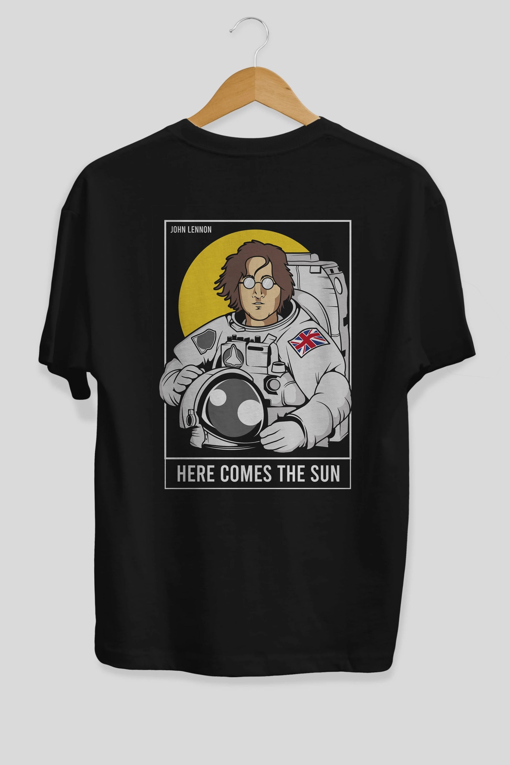 John Lennon Astronot Arka Baskılı Oversize t-shirt Erkek Kadın Unisex %100 Pamuk tişort