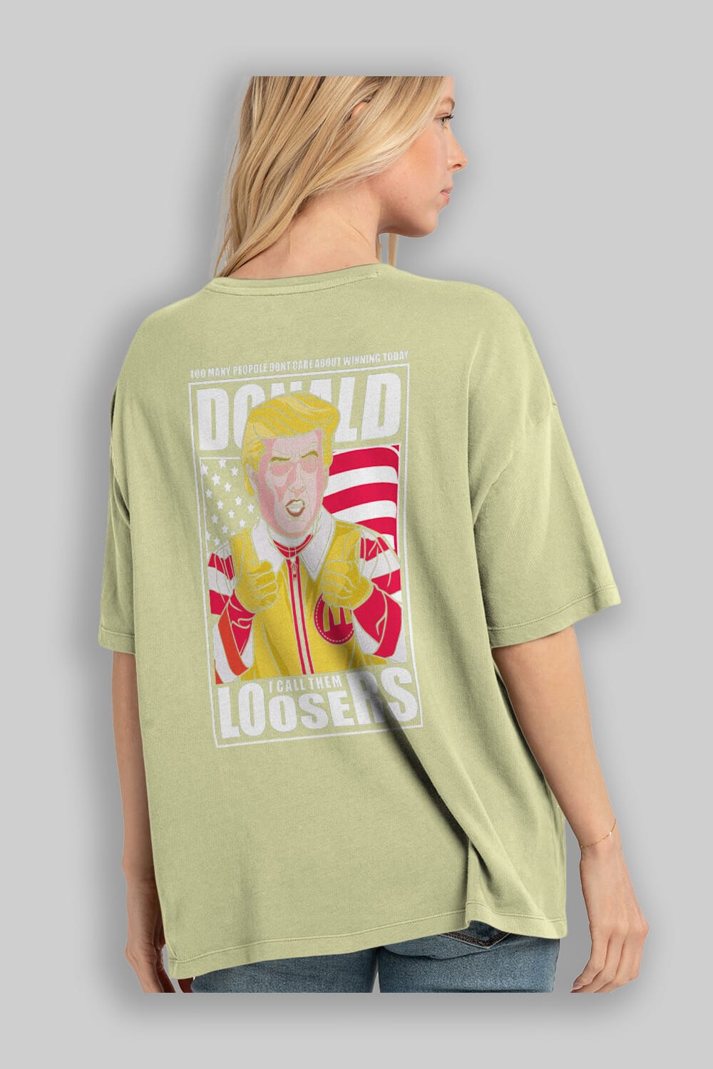 Ronald Trump Arka Baskılı Oversize t-shirt Erkek Kadın Unisex %100 Pamuk tişort