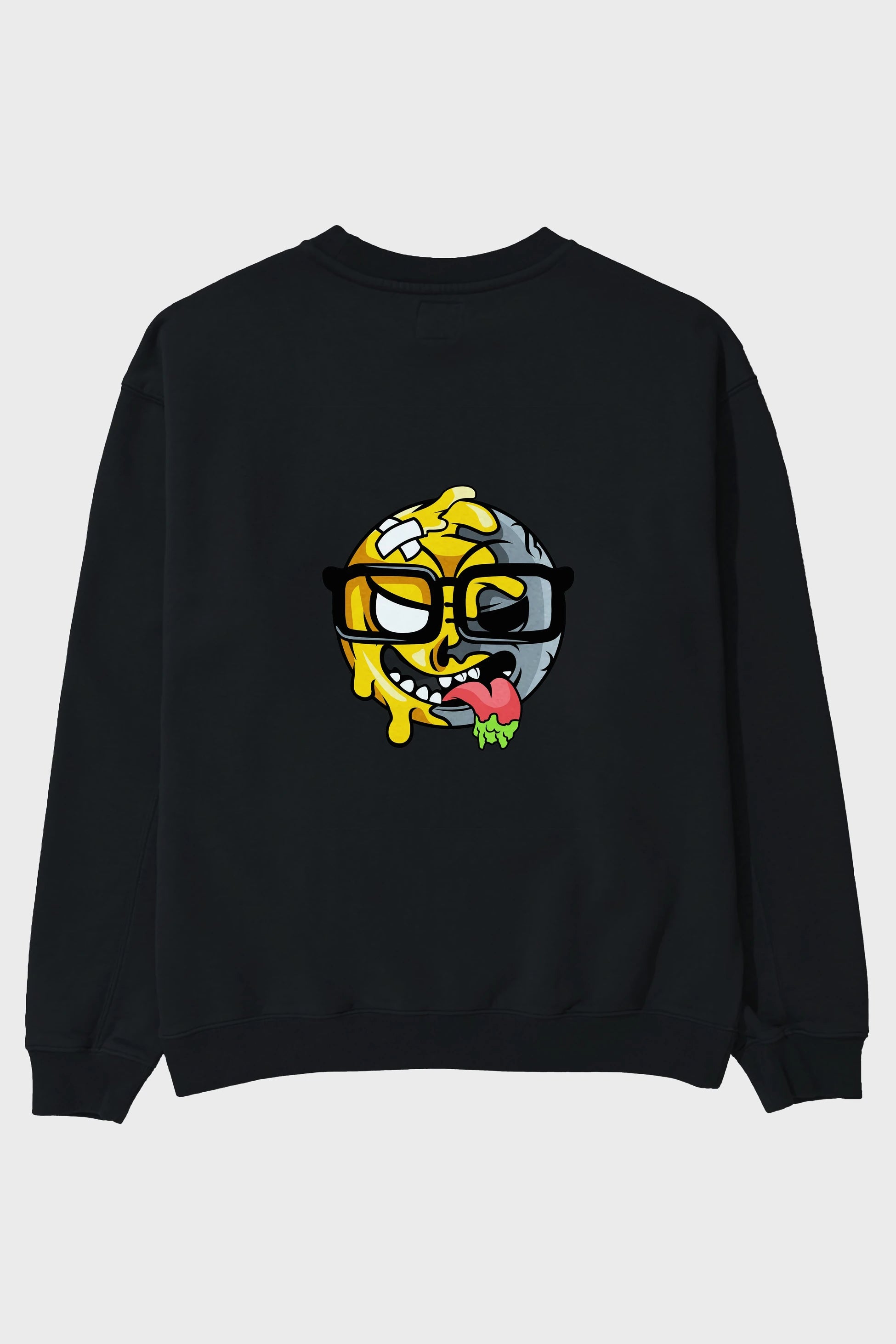 Smiley Nerd Arka Baskılı Oversize Sweatshirt Erkek Kadın Unisex