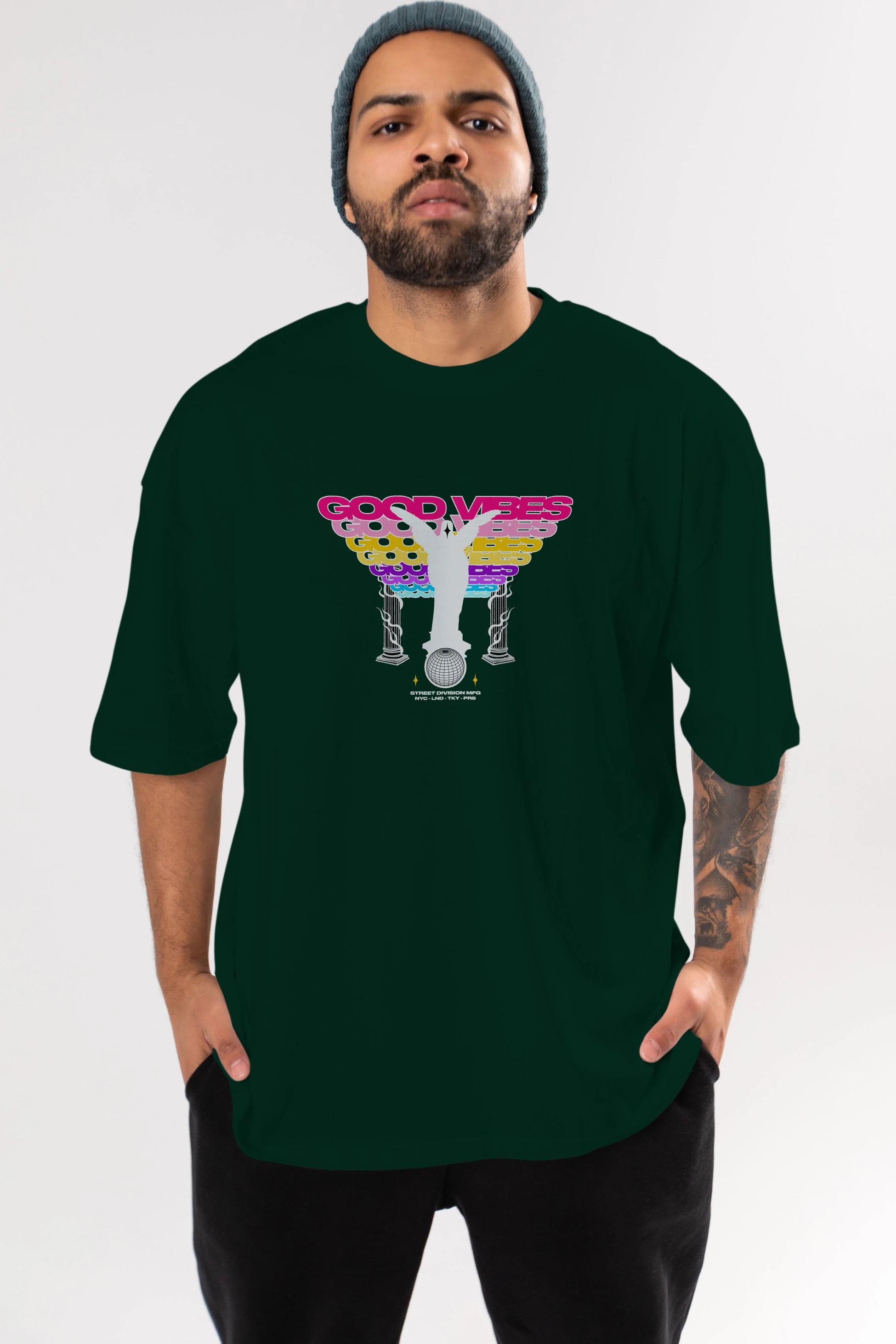 Good Vibes Ön Baskılı Oversize t-shirt Erkek Kadın Unisex