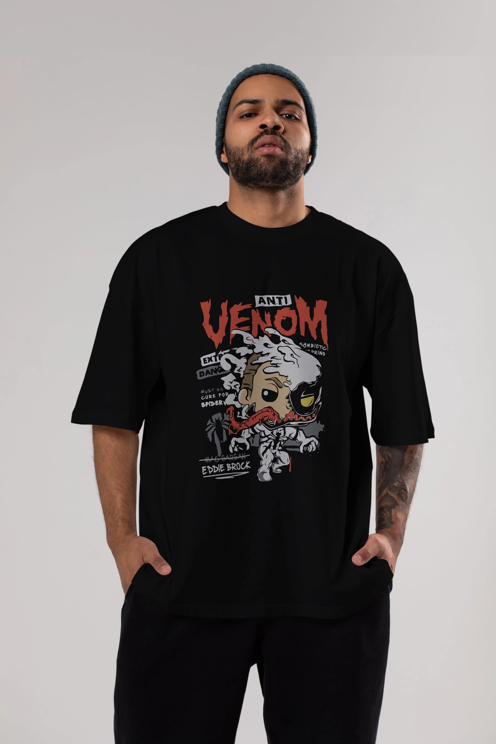 Venom (9) Ön Baskılı Oversize t-shirt Erkek Kadın Unisex %100 Pamuk Bisiklet Yaka tişort