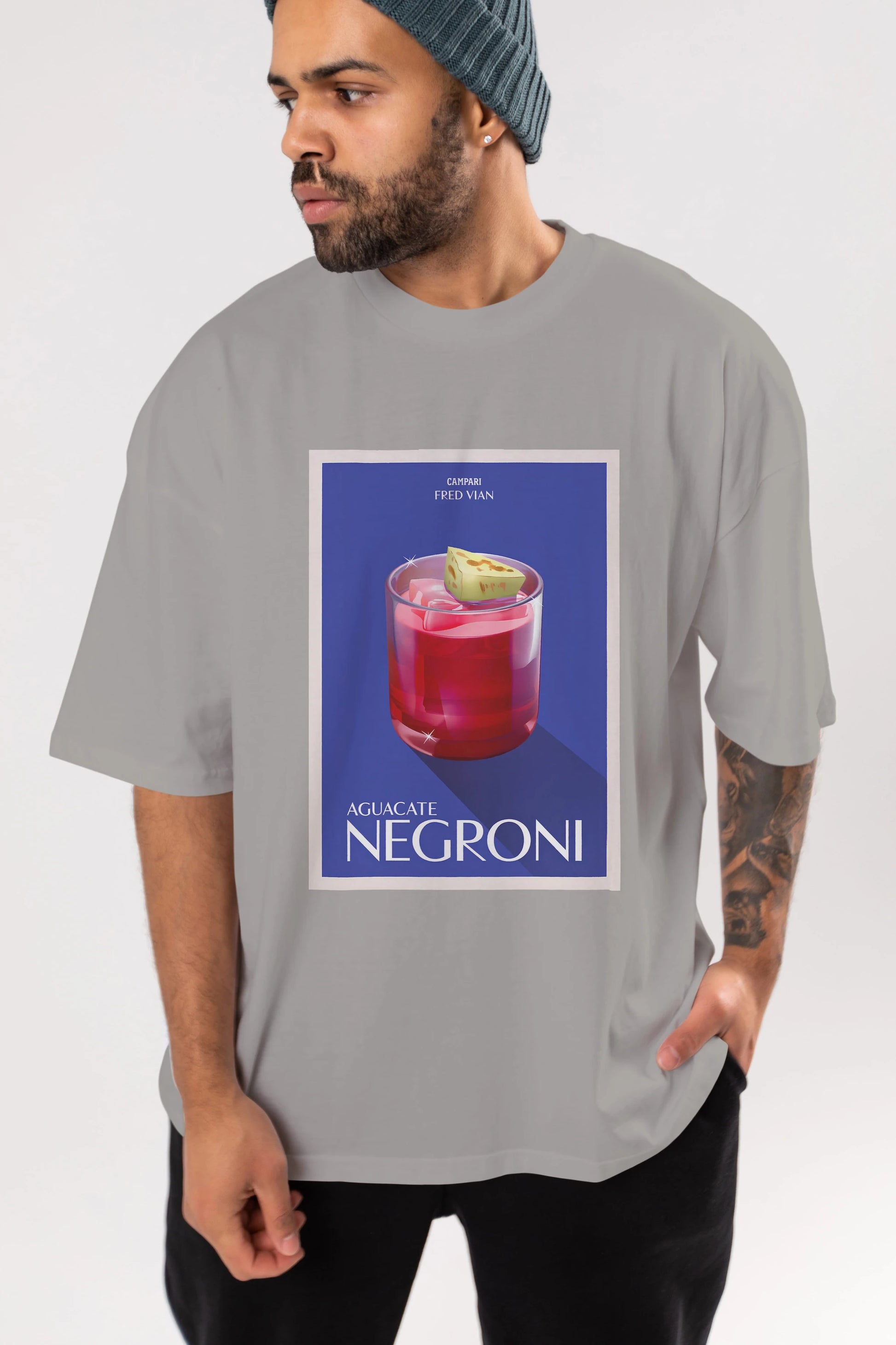 Aguacate Negroni Ön Baskılı Oversize t-shirt Erkek Kadın Unisex %100 Pamuk Bisiklet Yaka tişort