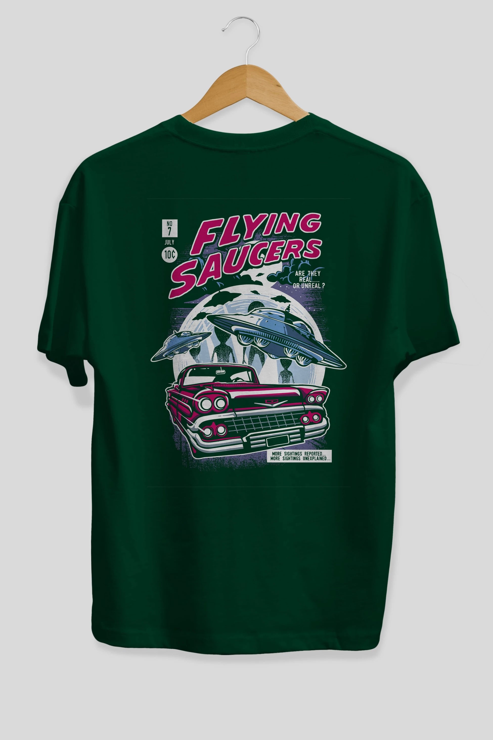 Flying Saucers Arka Baskılı Oversize t-shirt Erkek Kadın Unisex %100 Pamuk