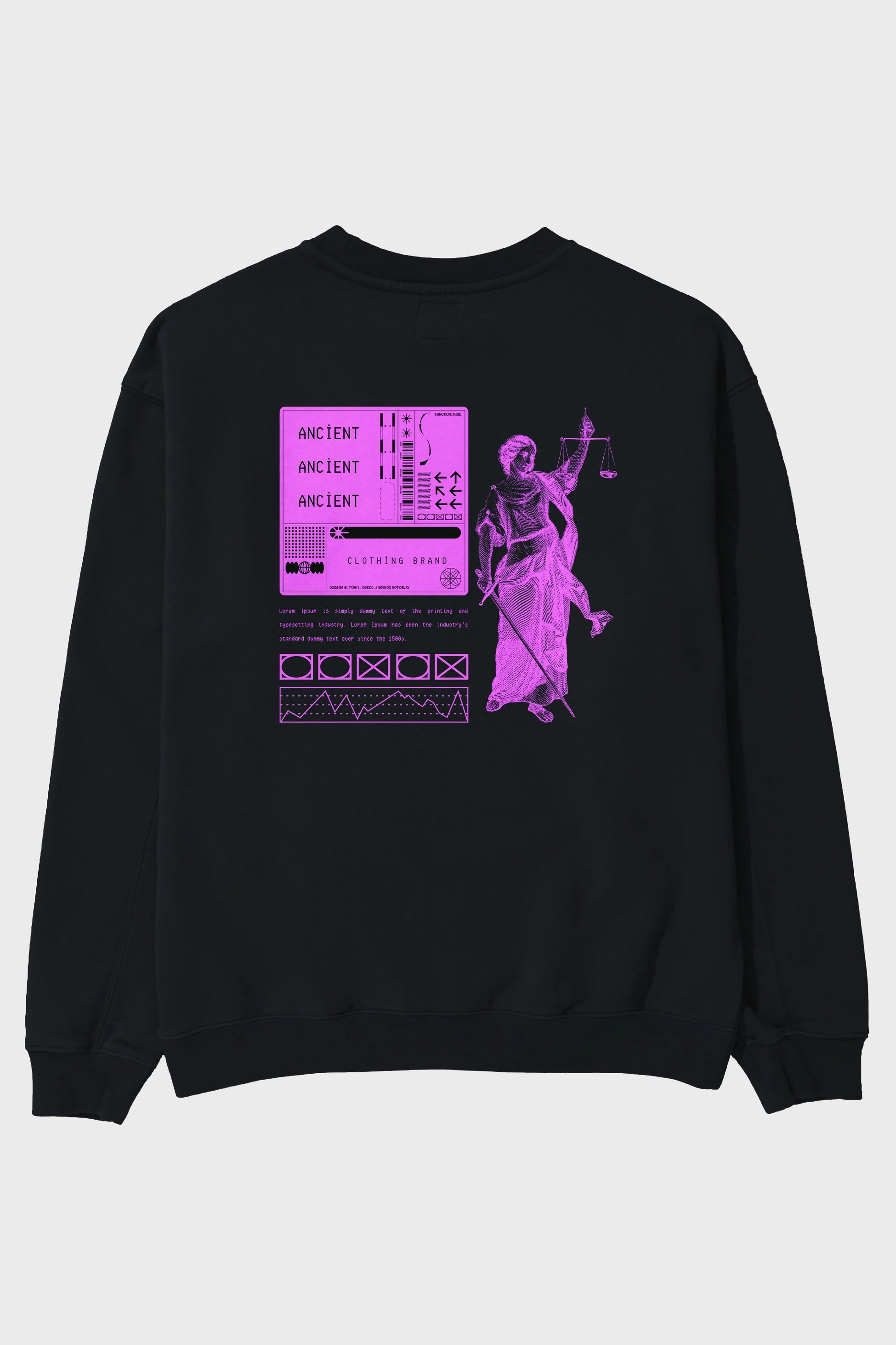 Ancient Streetwear Arka Baskılı Oversize Sweatshirt Erkek Kadın Unisex