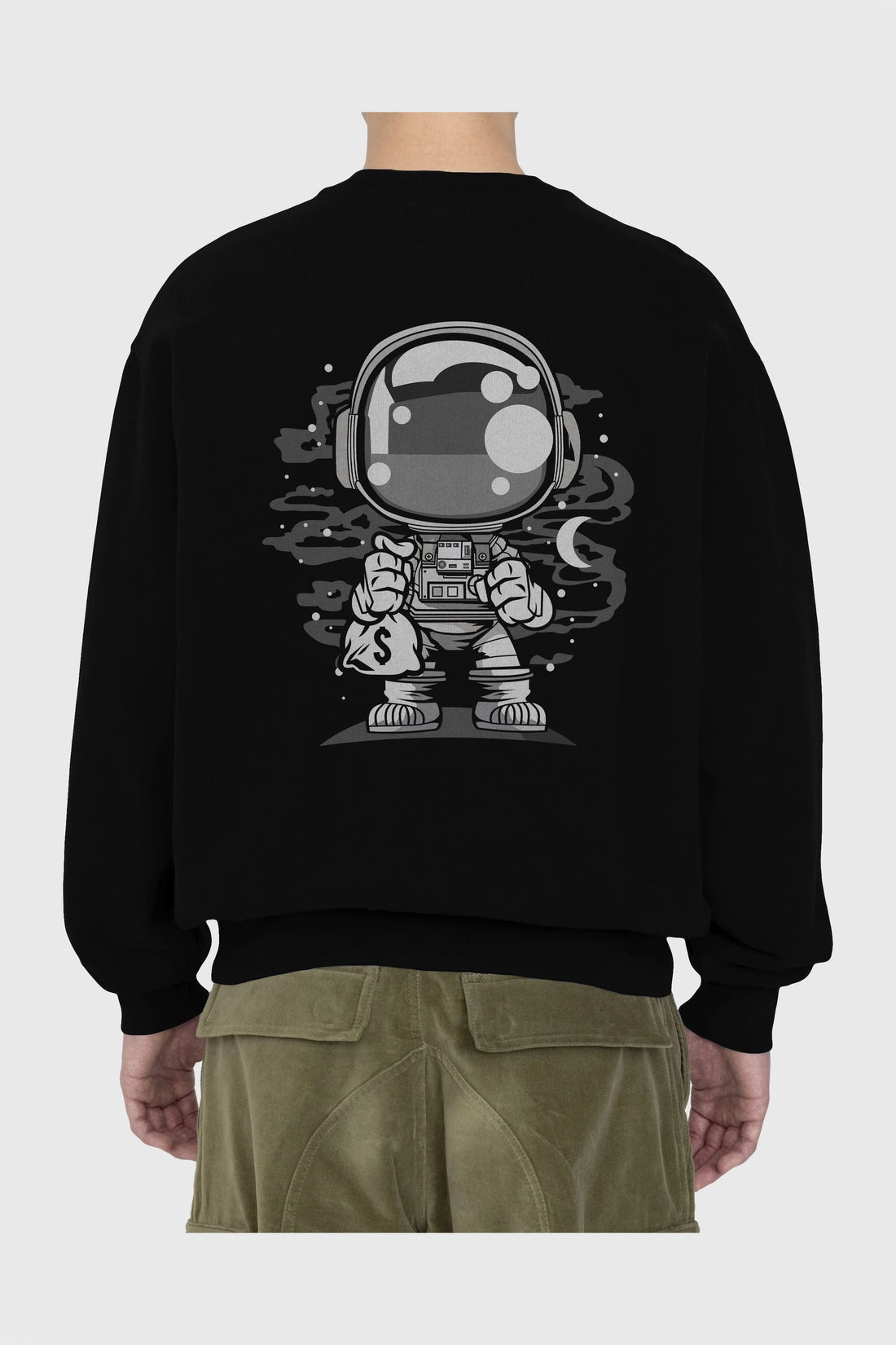 Astronaut Chibi Arka Baskılı Oversize Sweatshirt Erkek Kadın Unisex