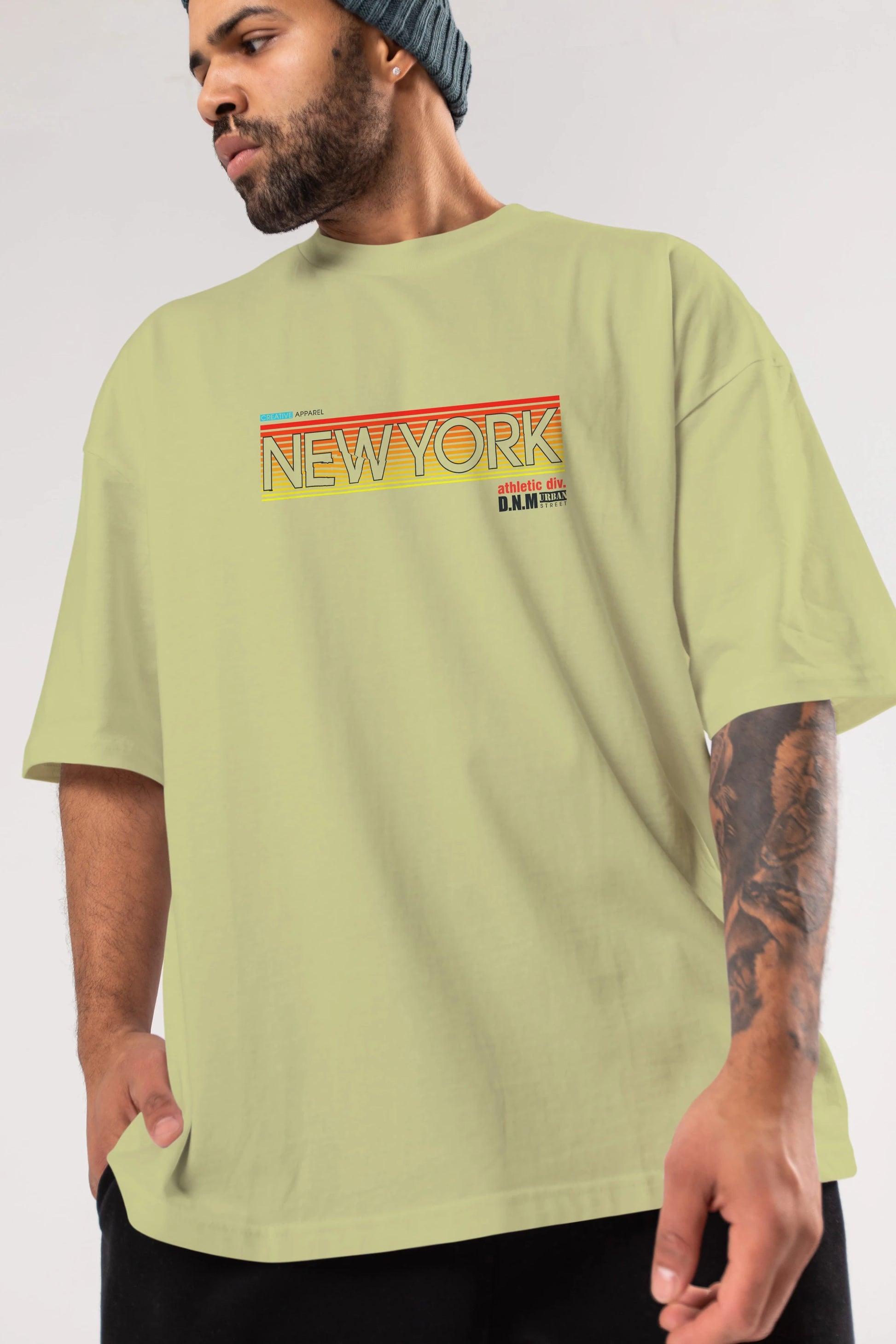 New York Denim Ön Baskılı Oversize t-shirt Erkek Kadın Unisex