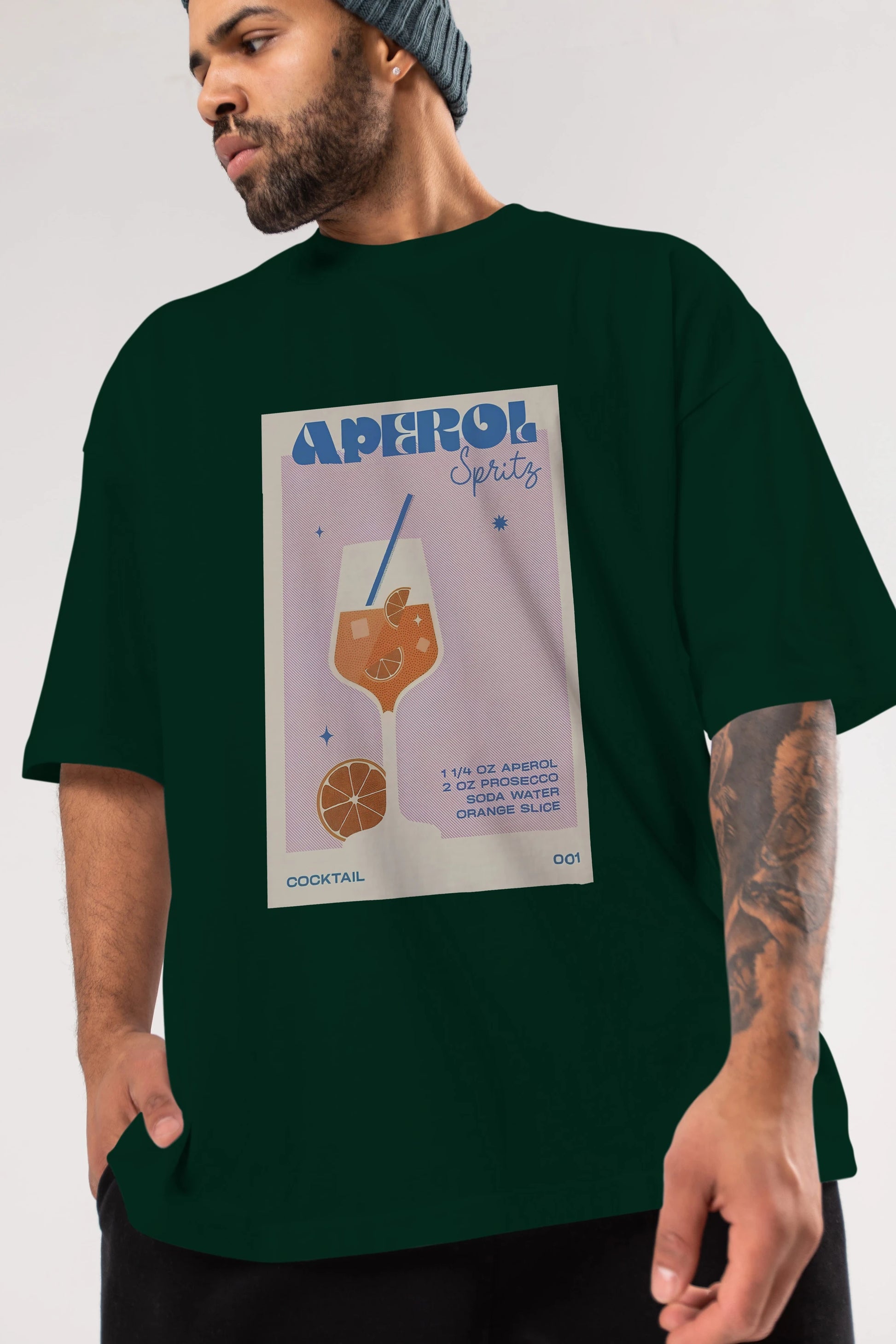 Aperol Spritz Ön Baskılı Oversize t-shirt Erkek Kadın Unisex %100 Pamuk Bisiklet Yaka tişort