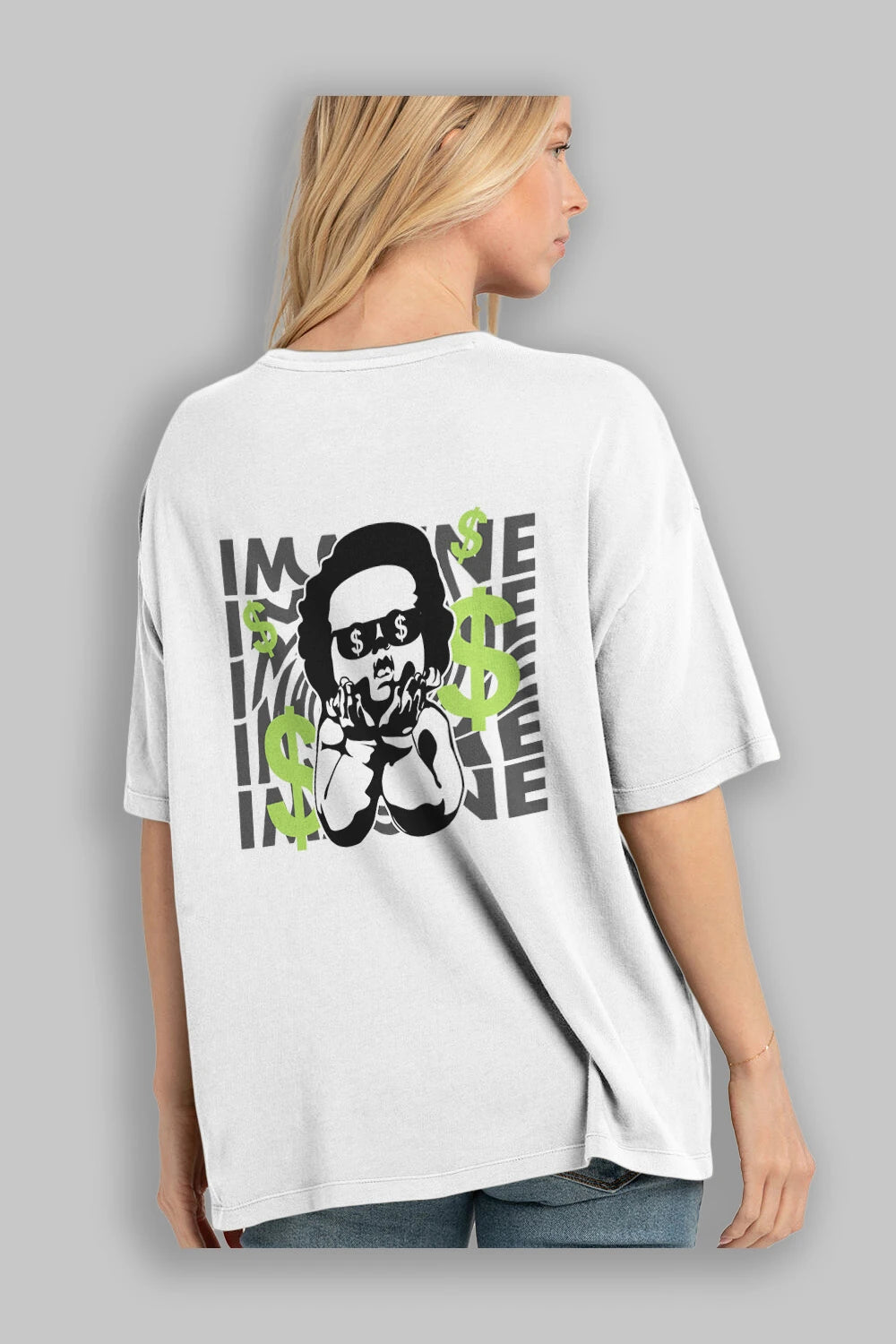 Imagine Crazy Rich Arka Baskılı Oversize t-shirt Erkek Kadın Unisex