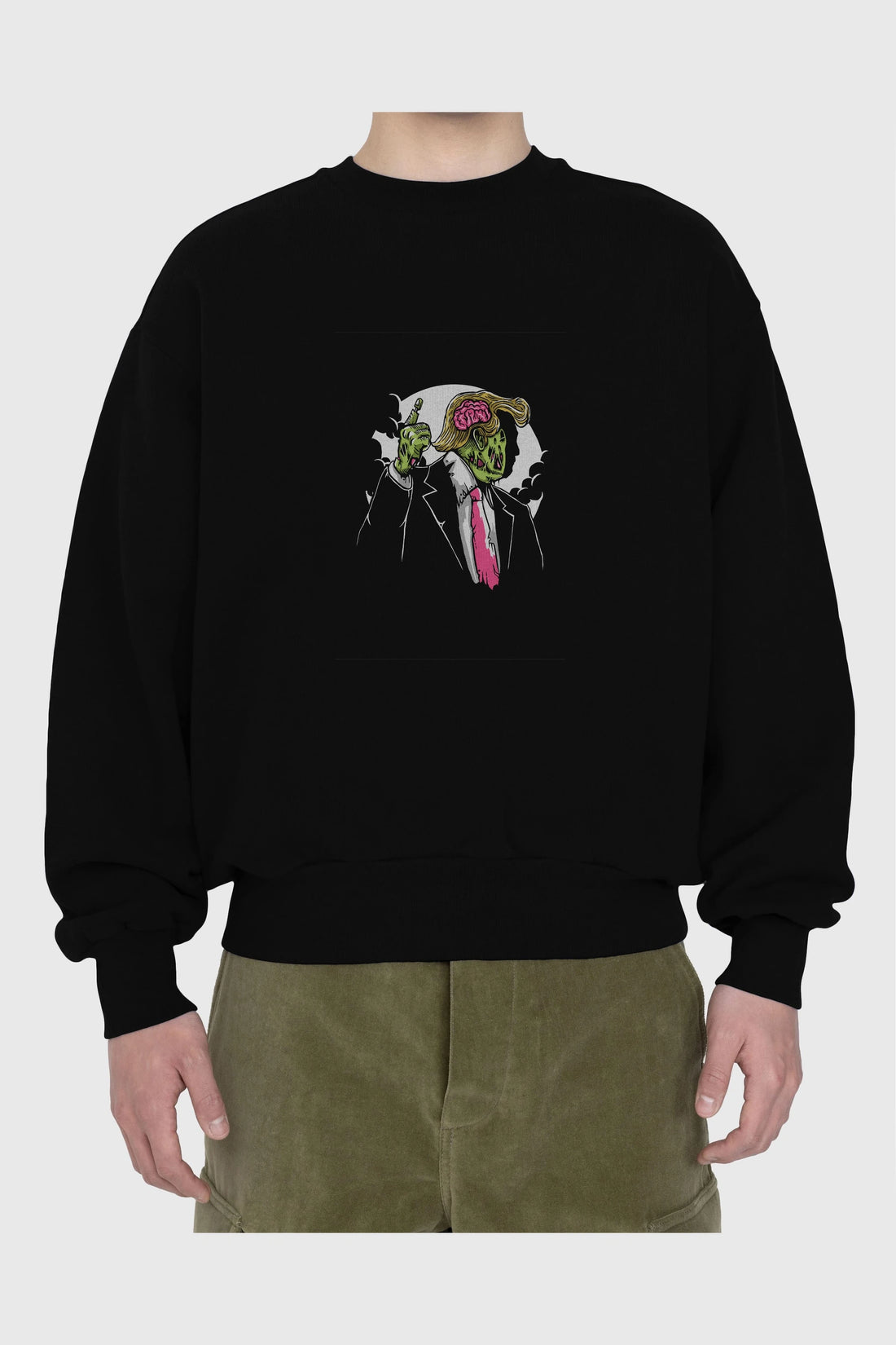 Make Zombie Great Again Ön Baskılı Oversize Sweatshirt Erkek Kadın Unisex