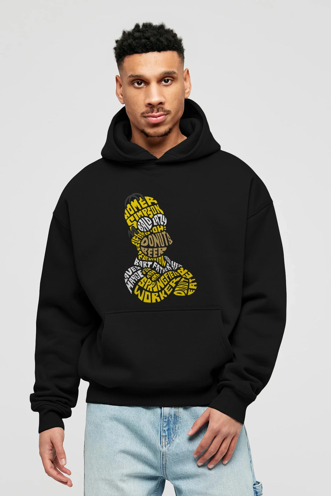 Homer Simpson Ön Baskılı Hoodie Oversize Kapüşonlu Sweatshirt Erkek Kadın Unisex