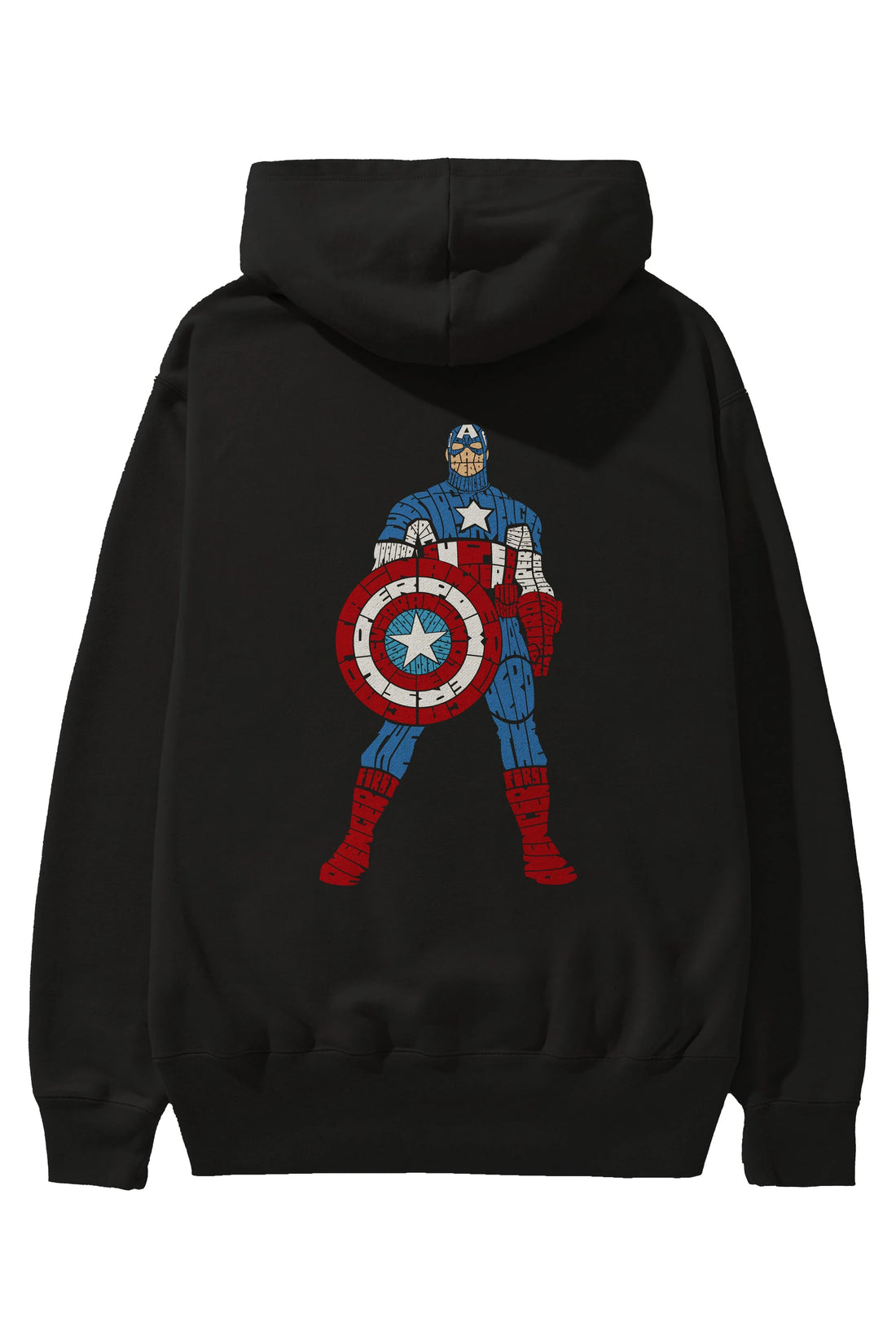 Captain America Arka Baskılı Hoodie Oversize Kapüşonlu Sweatshirt Erkek Kadın Unisex