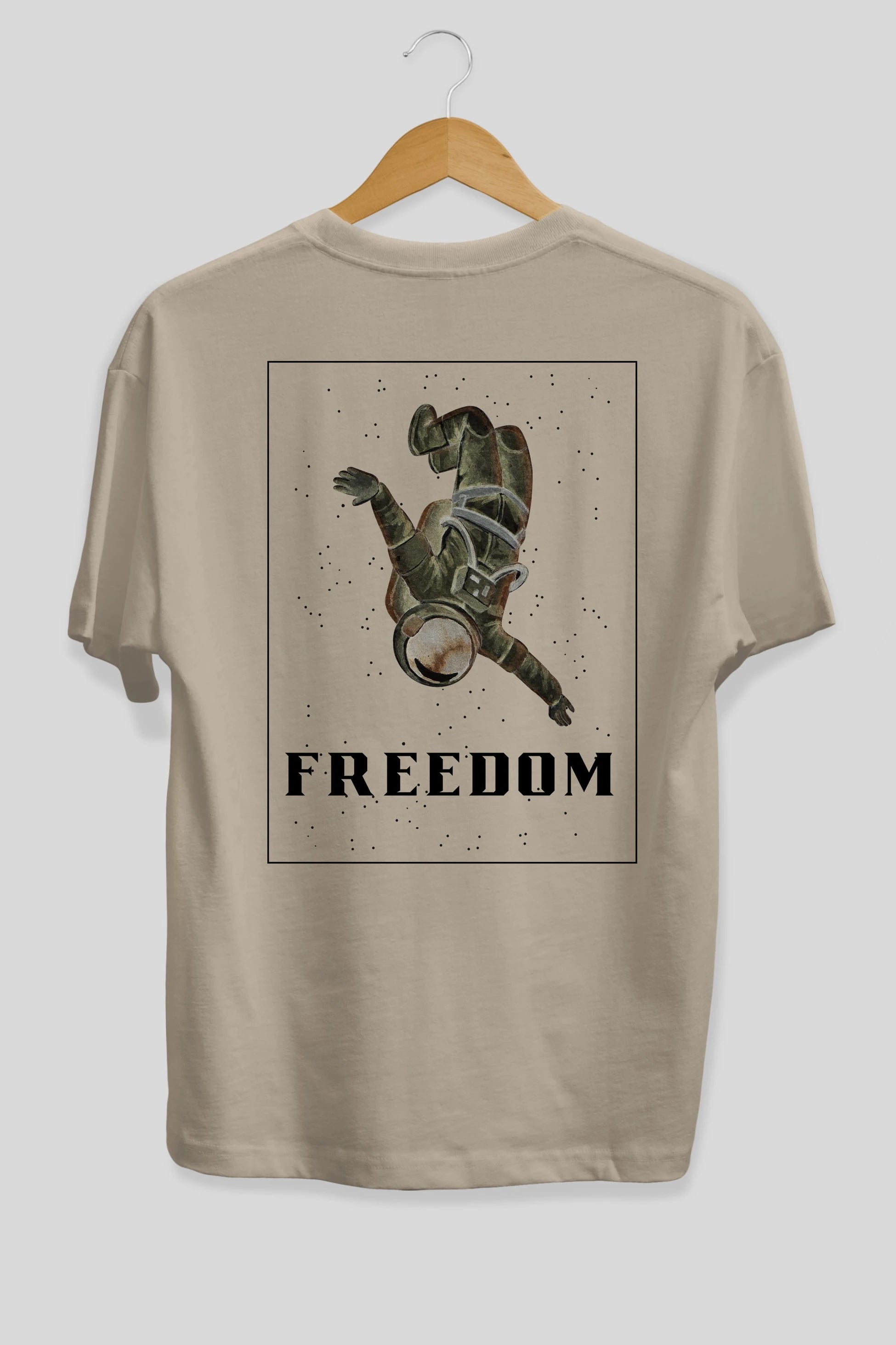 Freedom Astronaut Arka Baskılı Oversize t-shirt Erkek Kadın Unisex