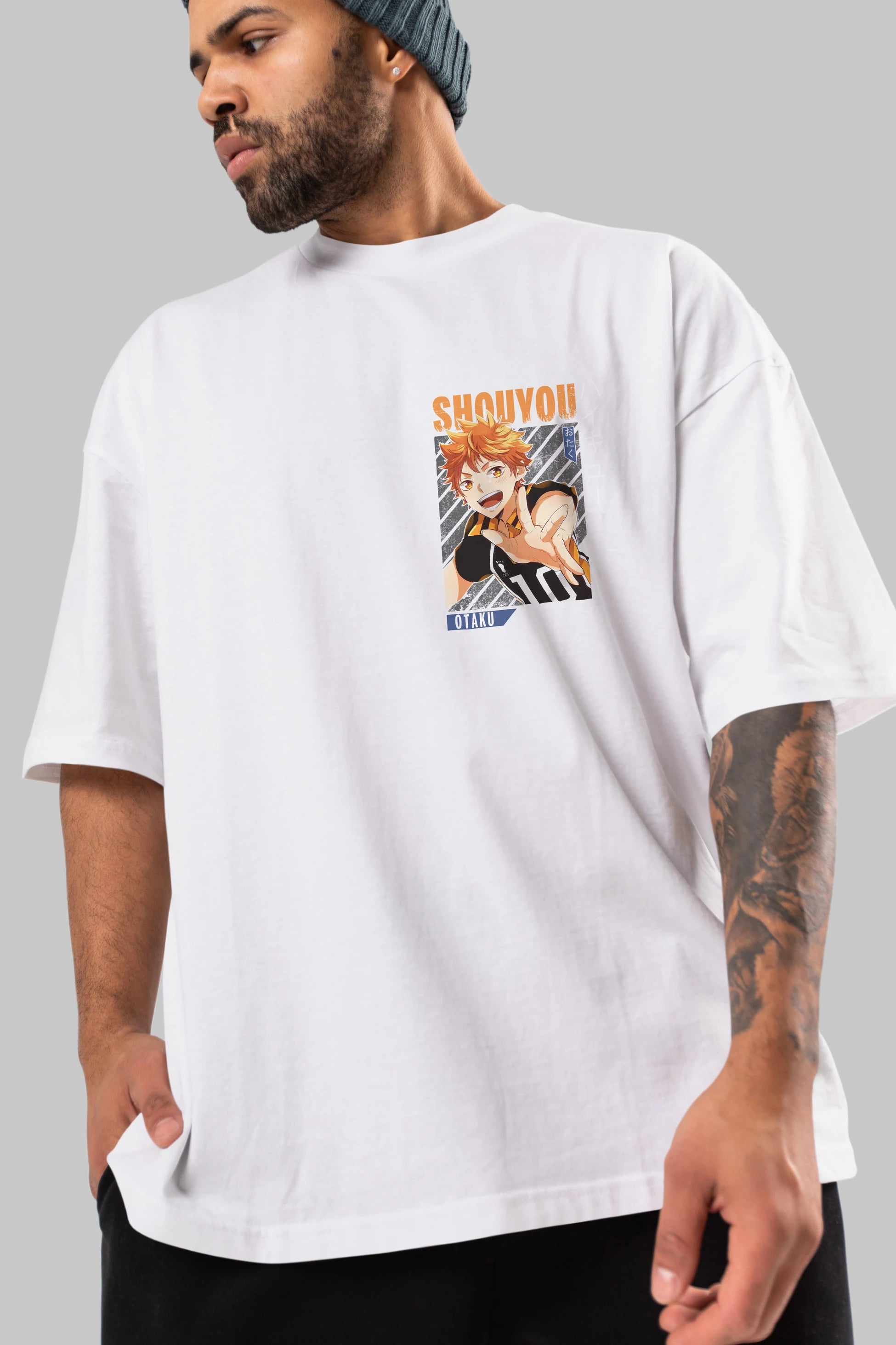 Shouyou Hinata 9 Ön Sol Baskılı Oversize t-shirt Erkek Kadın Unisex %100 Pamuk Bisiklet Yaka tişort