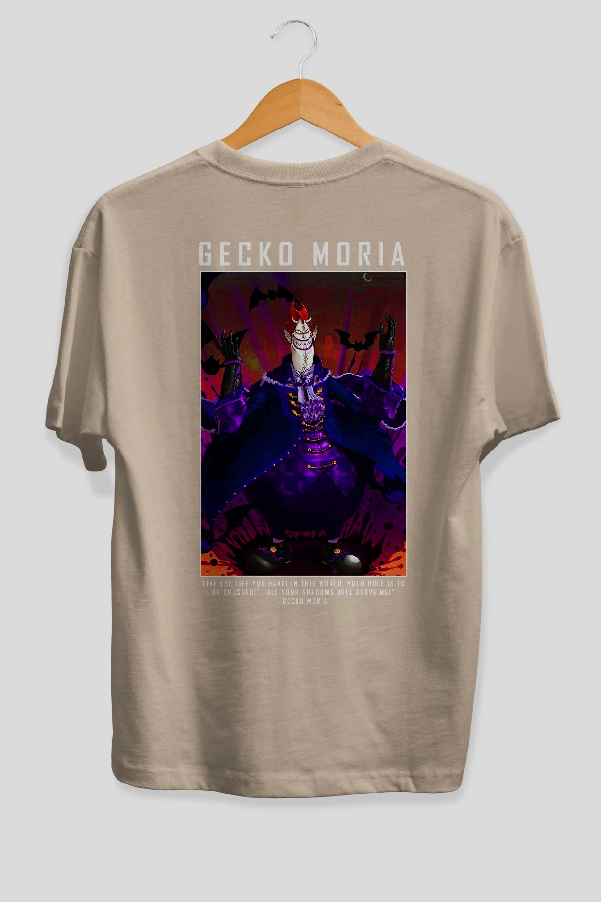 Gecko Moria Anime Arka Baskılı Oversize t-shirt Erkek Kadın Unisex %100 pamuk tişort