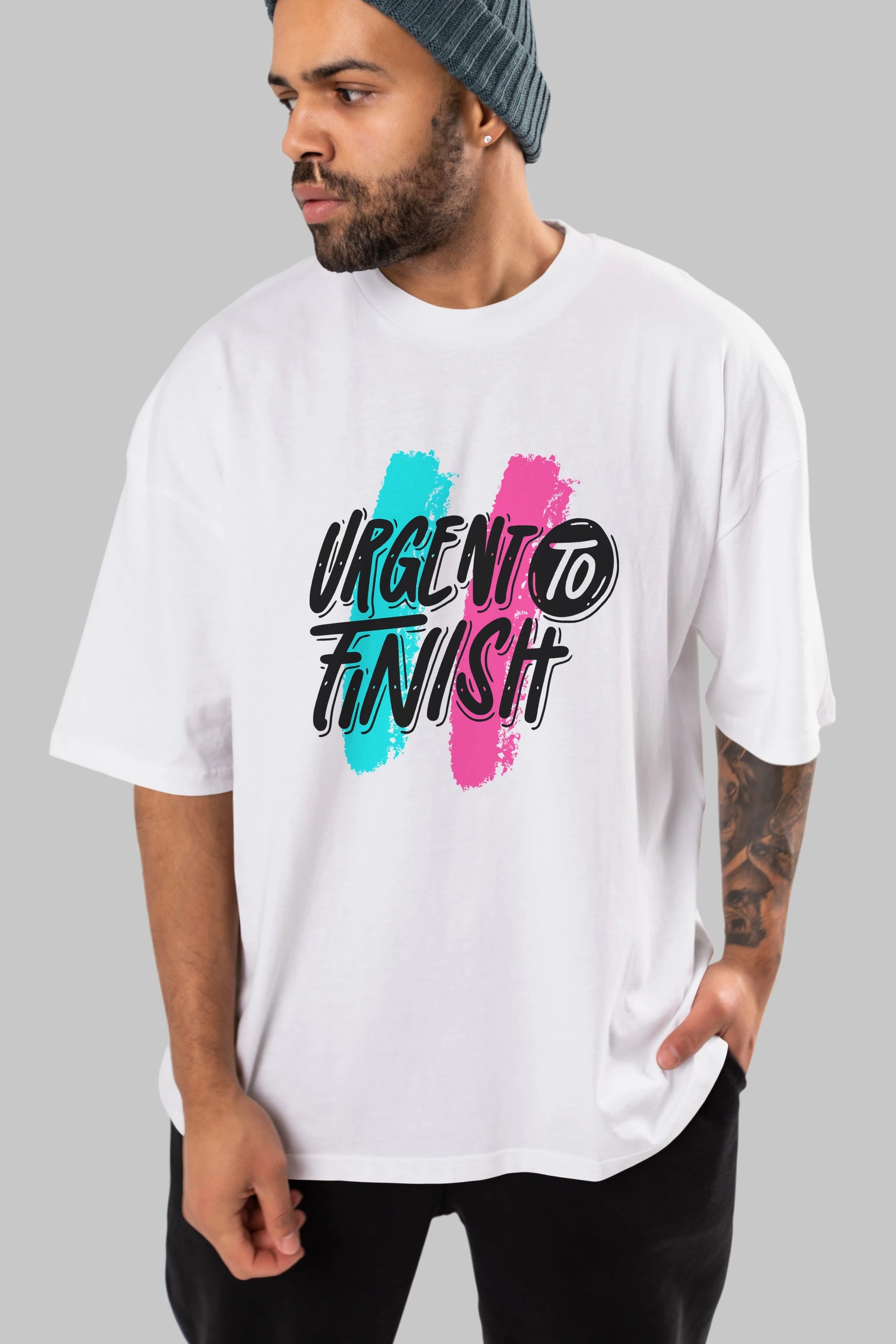 Urgent To Finish Ön Baskılı Oversize t-shirt Erkek Kadın Unisex