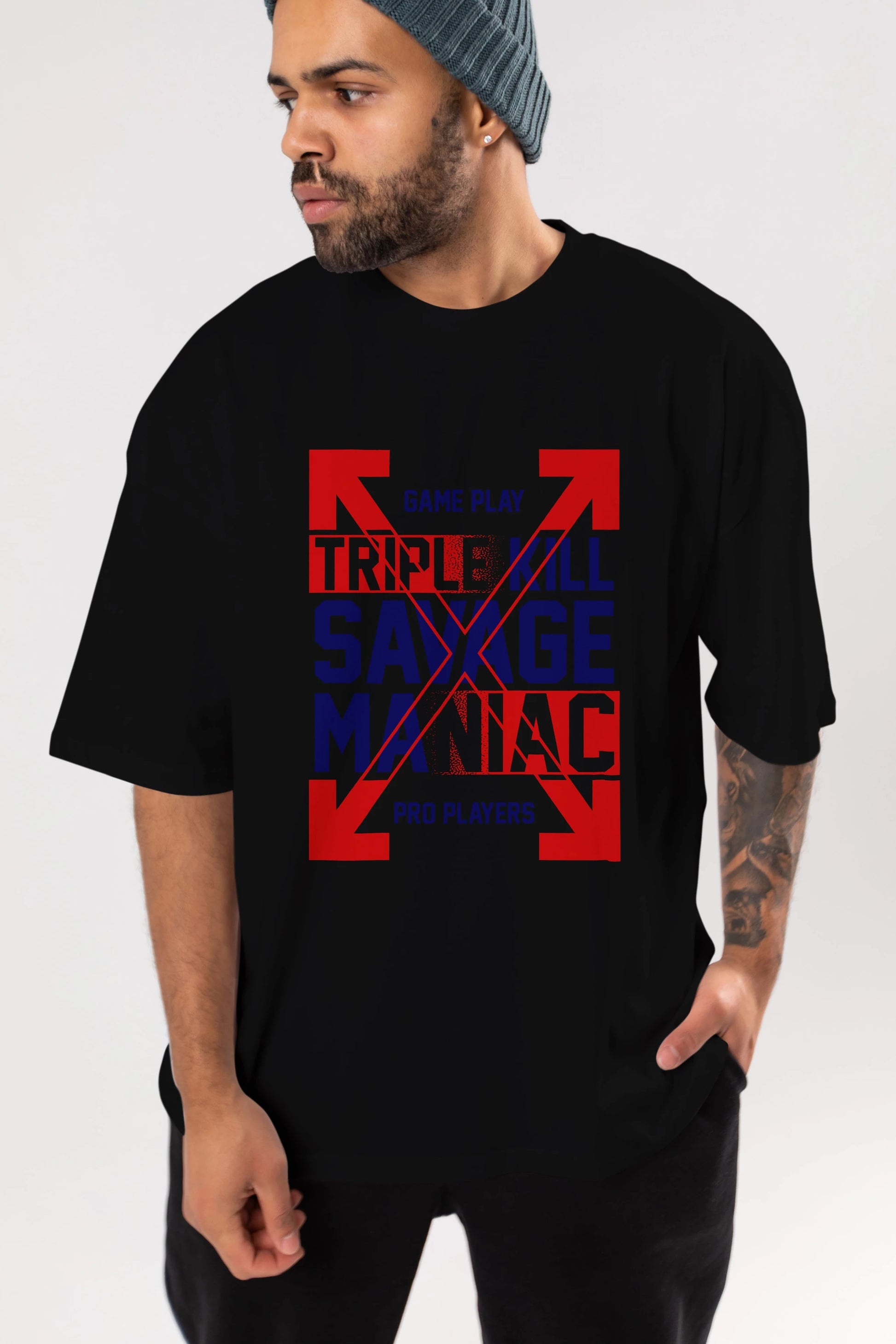 Kill Savage Ön Baskılı Oversize t-shirt Erkek Kadın Unisex