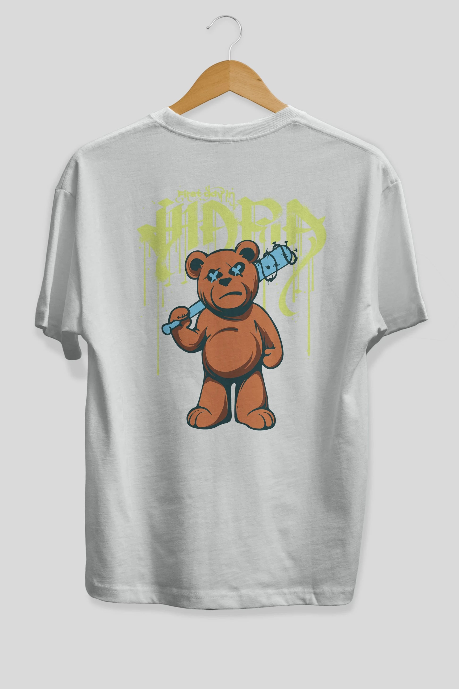 Hidra Bear Arka Baskılı Oversize t-shirt Erkek Kadın Unisex