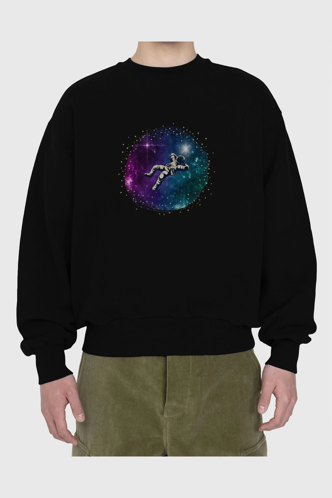 Astronaut in the Galaxy Ön Baskılı Oversize Sweatshirt Erkek Kadın Unisex