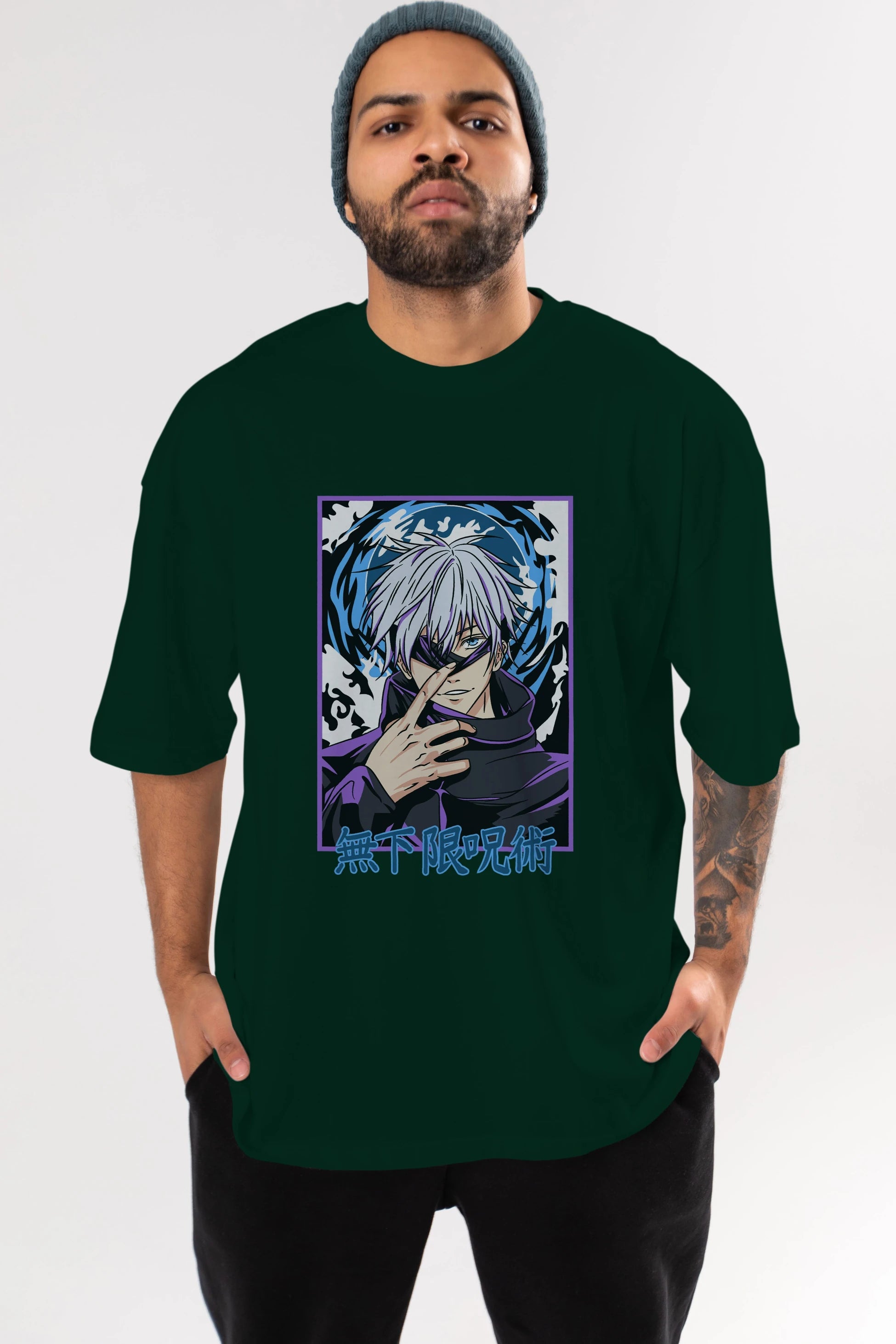 SATORU GOJO 3 Anime Ön Baskılı Oversize t-shirt %100 pamuk Erkek Kadın Unisex